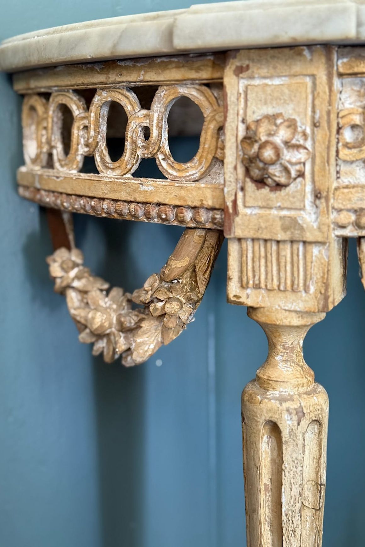French Louis XVI Painted Demi-lune Consoles (Pair)