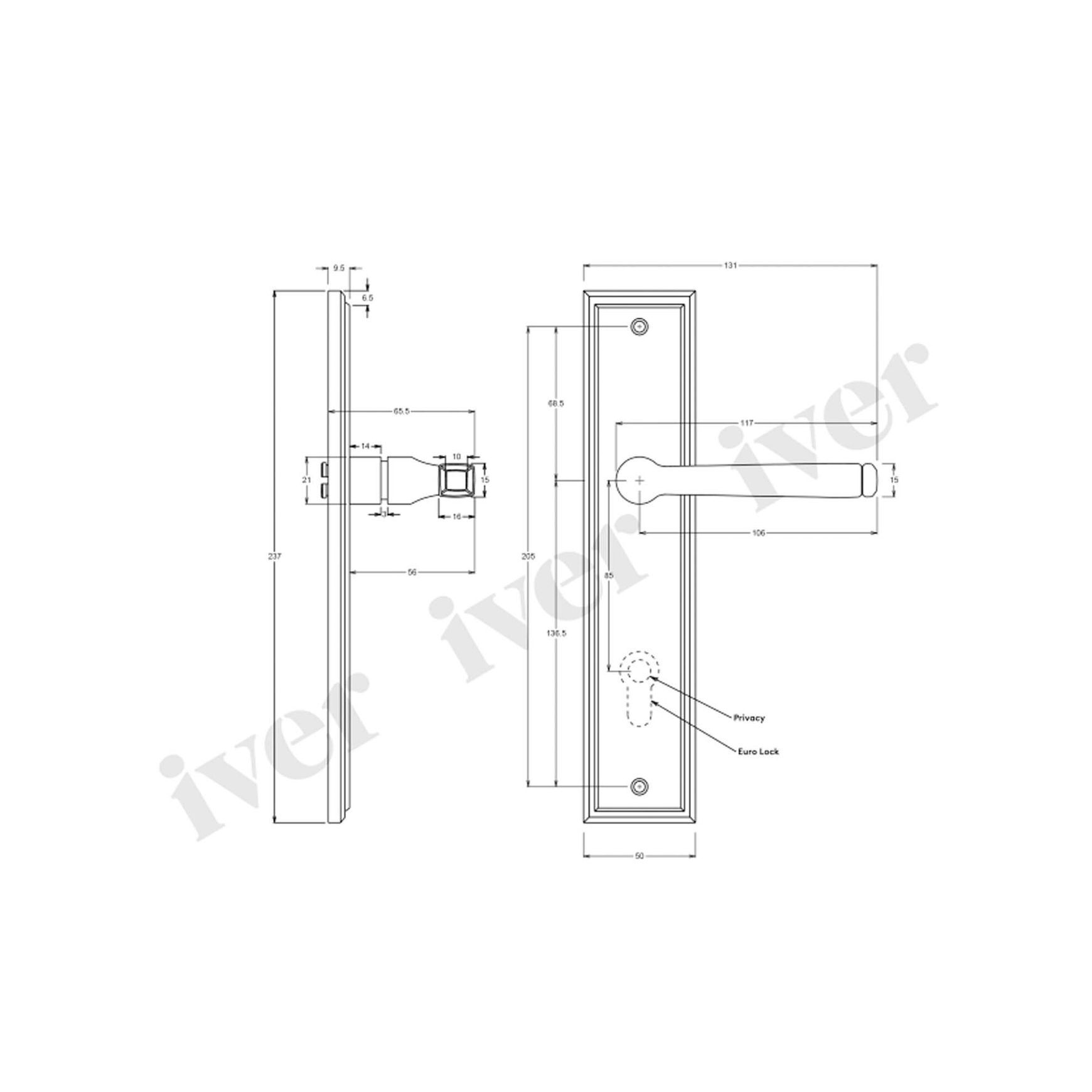 Iver Annecy Door Lever on Stepped Backplate Euro Brushed Chrome 12244E85 - Customise to your need
