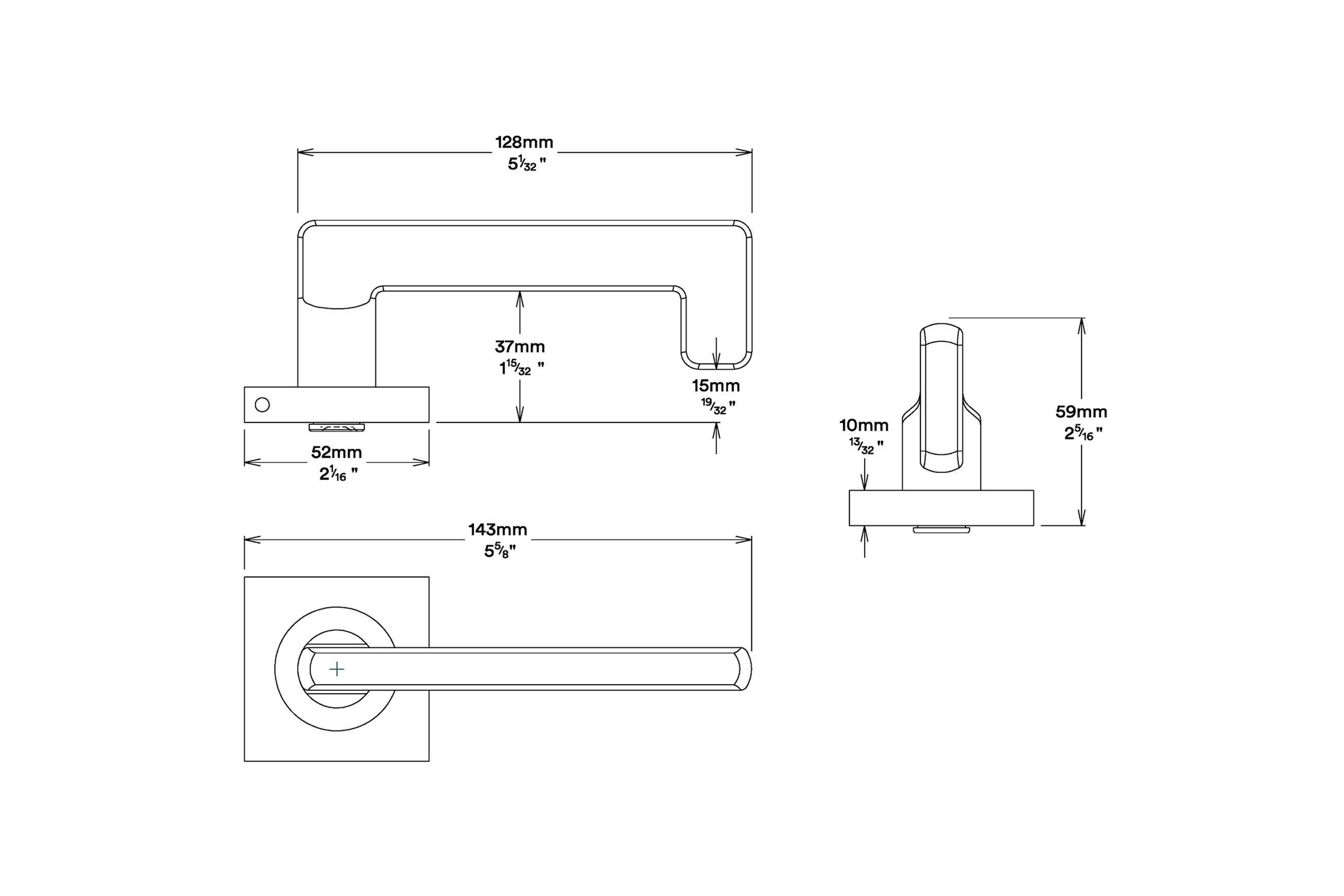 Iver Baltimore Return Door Lever Handle on Square Rose