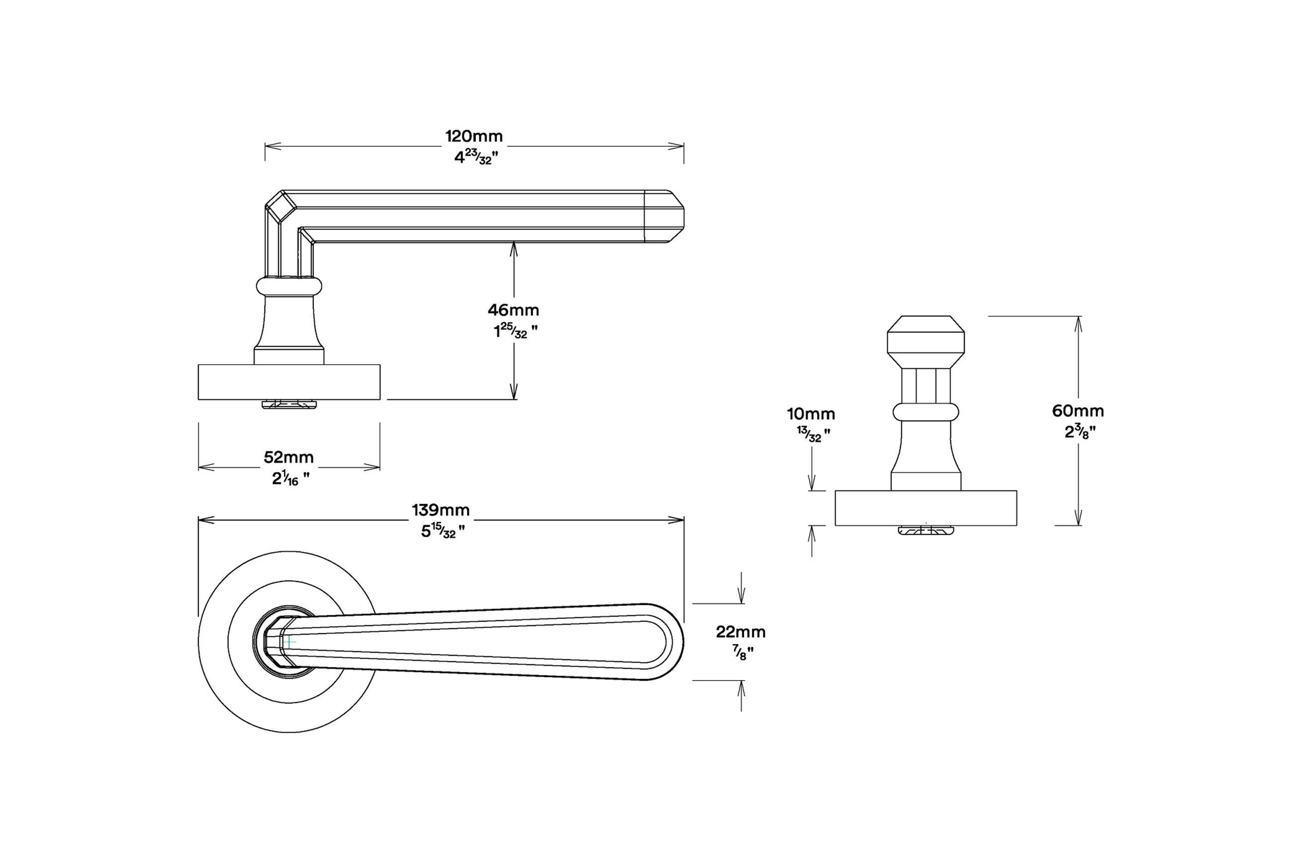 Iver Copenhagen Door Lever Handle on Round Rose