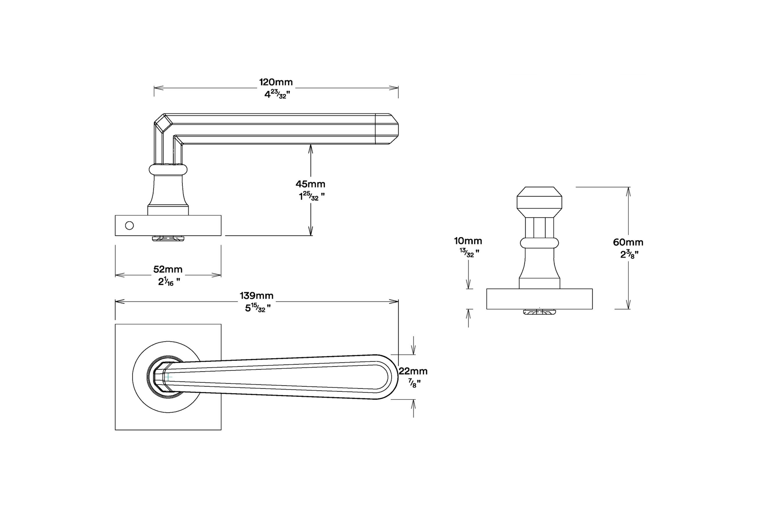 Iver Copenhagen Door Lever Handle on Square Rose