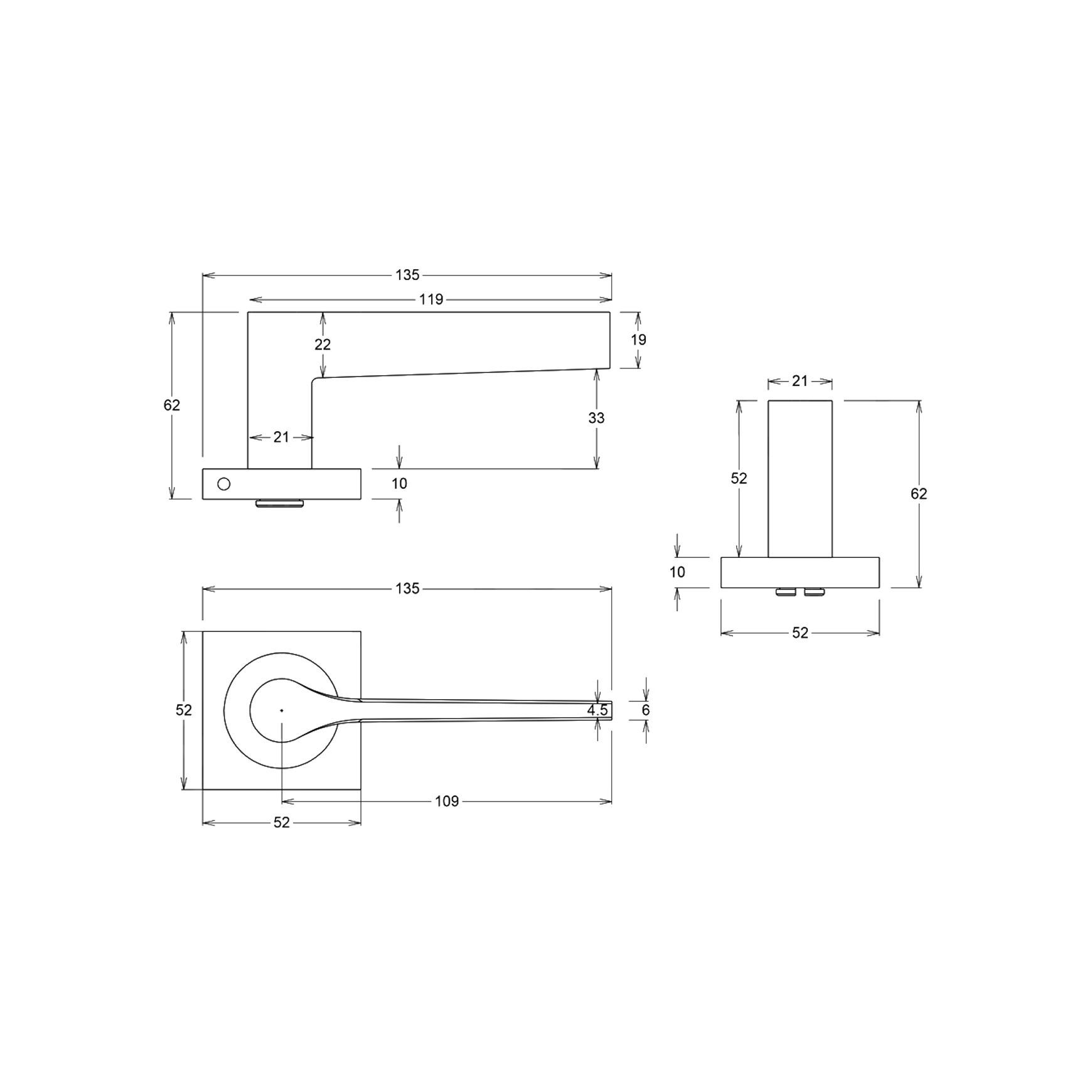 Iver Como Door Lever Handle on Square Rose Passage