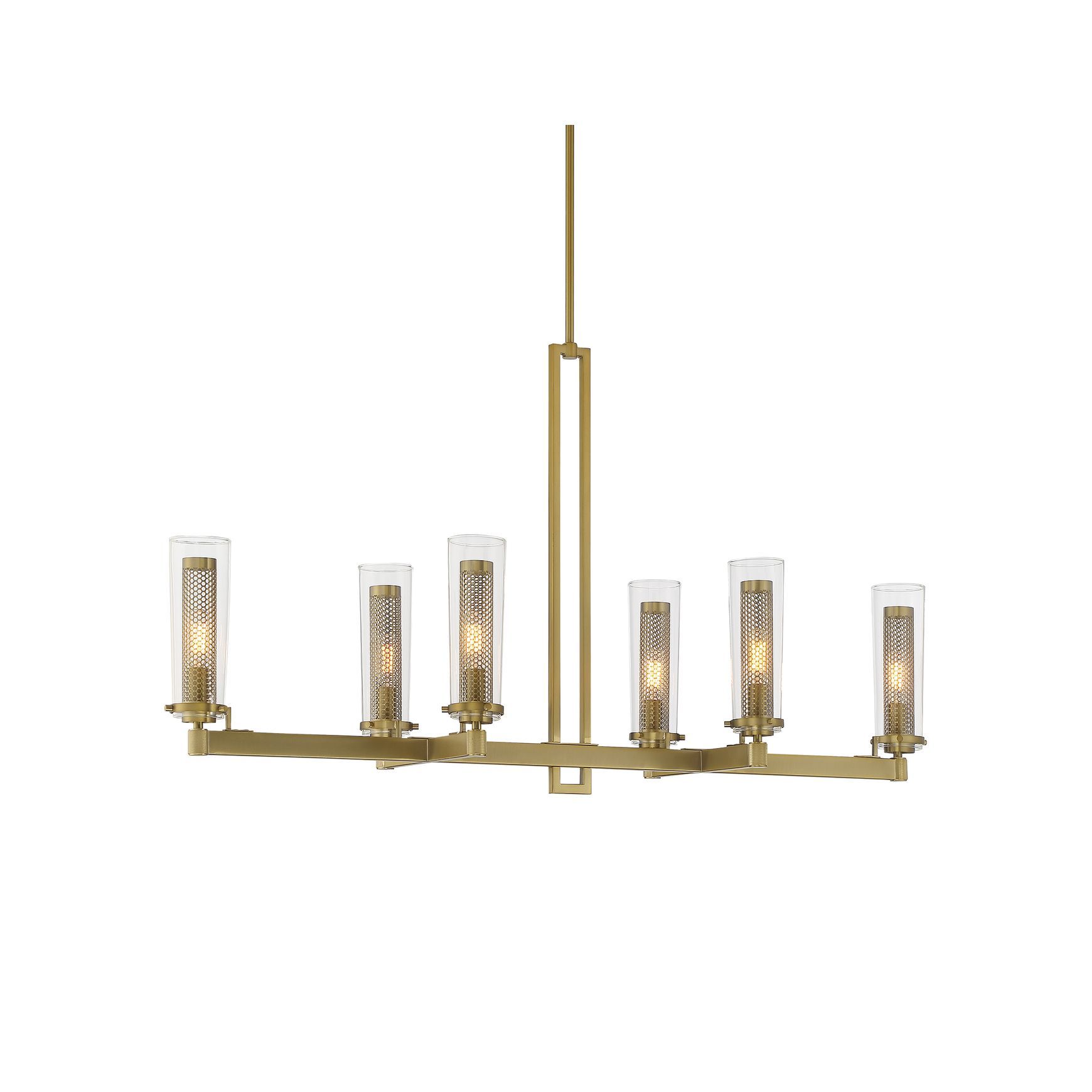 Bouvet 6 Light Island Pendant in Aged Brass