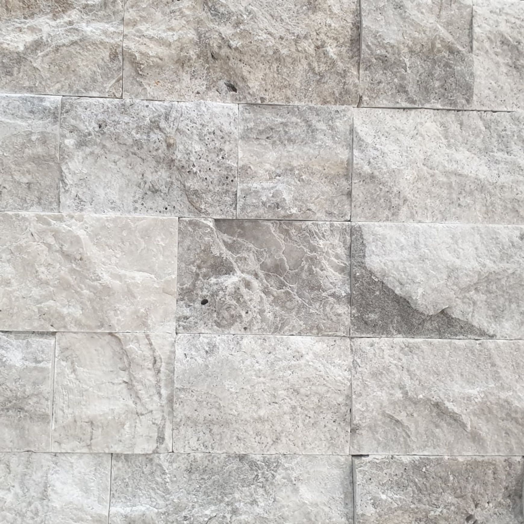 Aqua Silver Split Face Travertine Wall Cladding