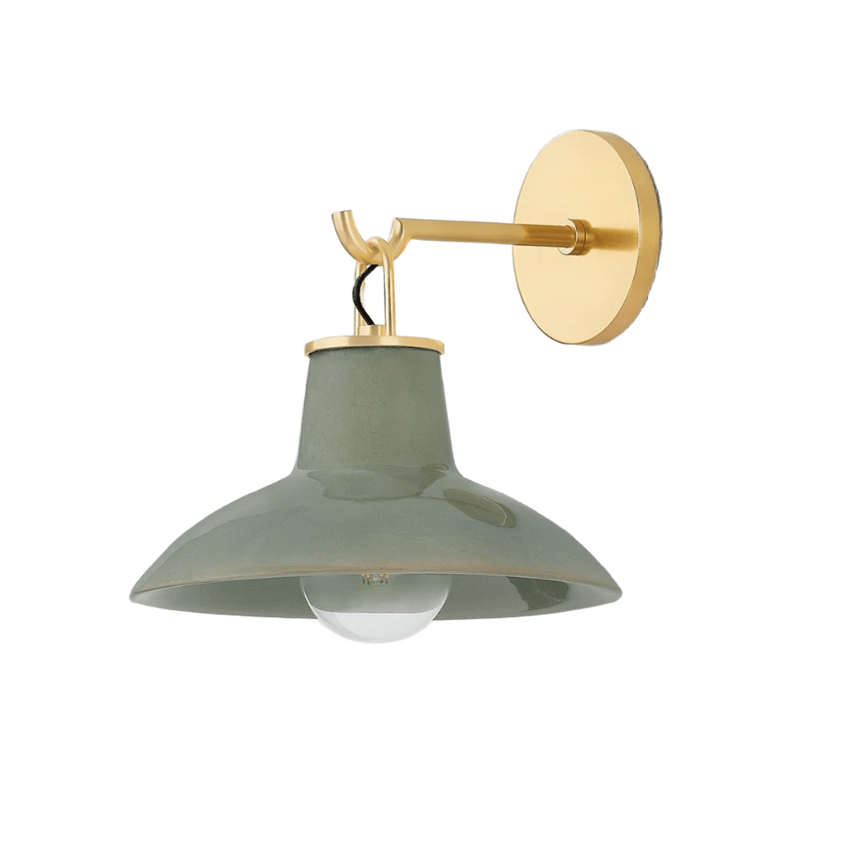 Potter 1 Light Wall Light In Aged Brass & Ceramic Moss Crackle