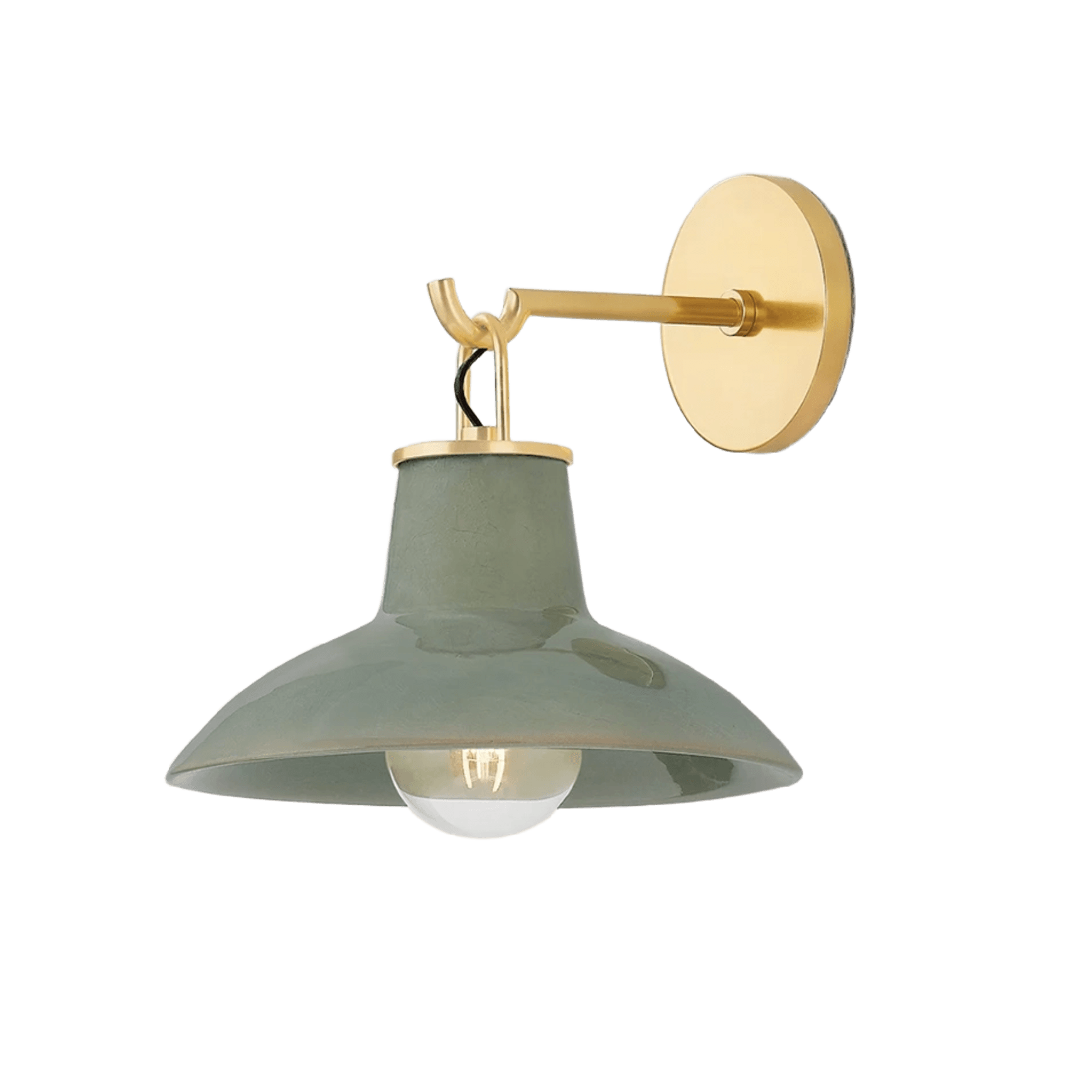 Potter 1 Light Wall Light In Aged Brass & Ceramic Moss Crackle