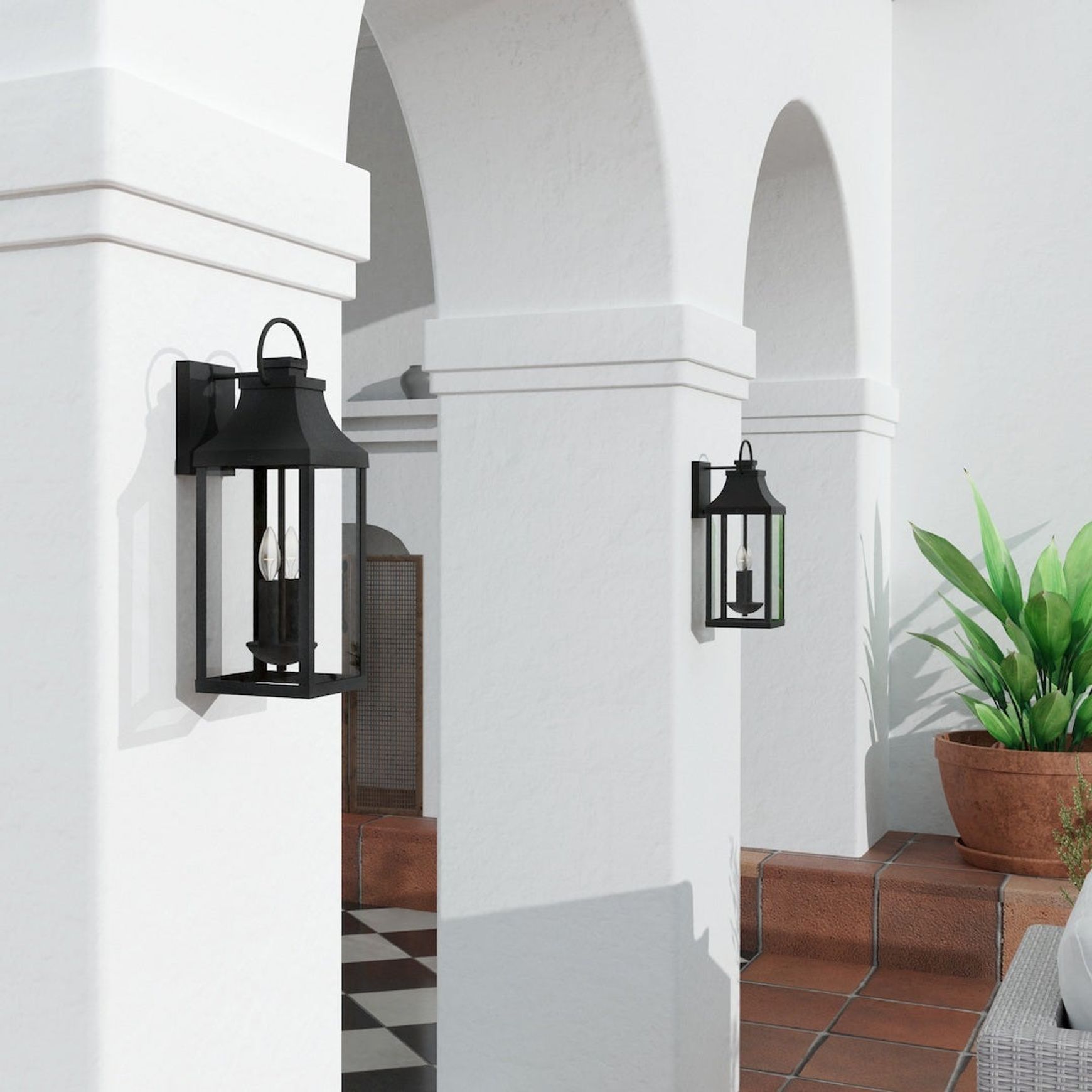 Cole 2 Light Outdoor Wall Lantern - Medium in Black