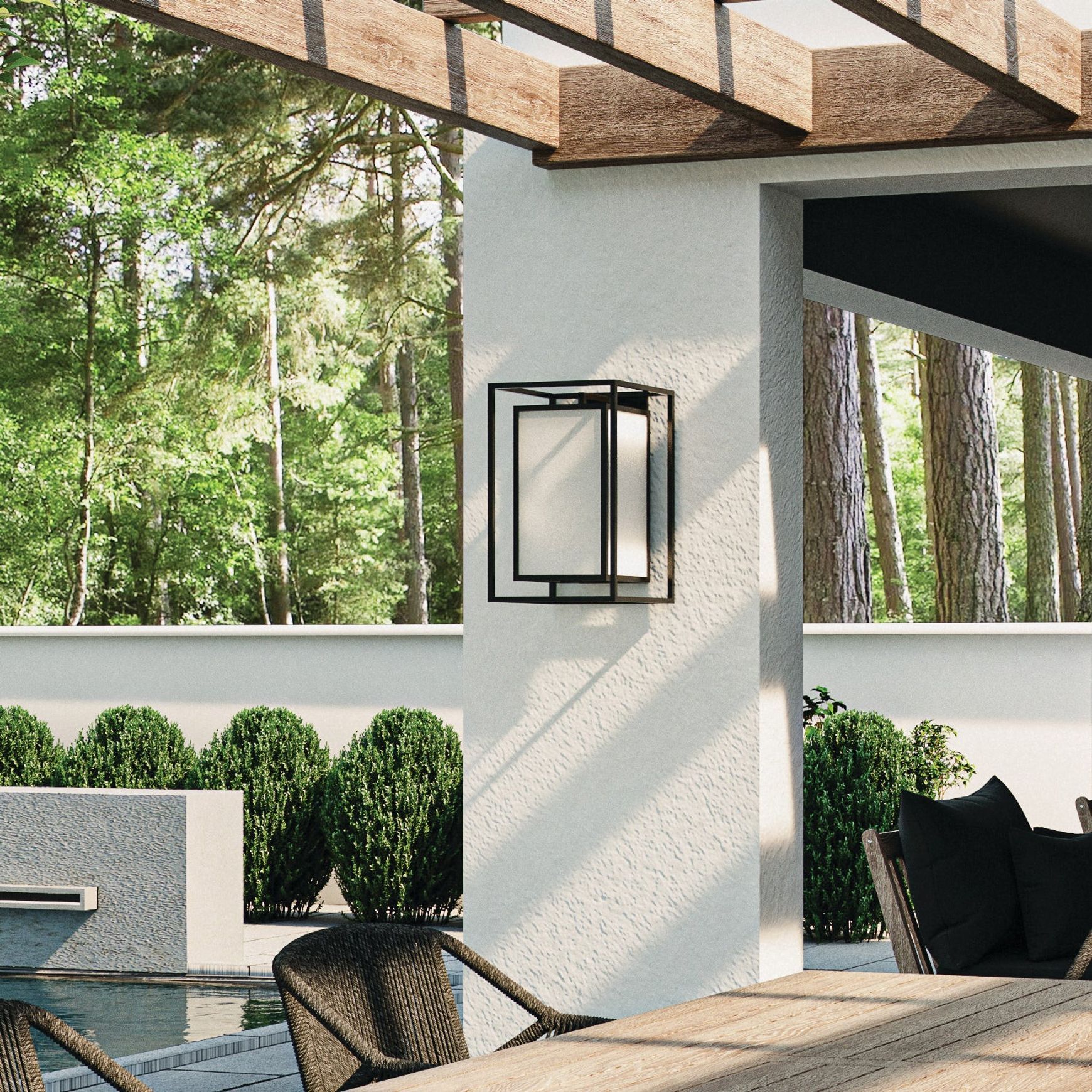 Merlo 1 Light Outdoor Wall Light - Large in Black