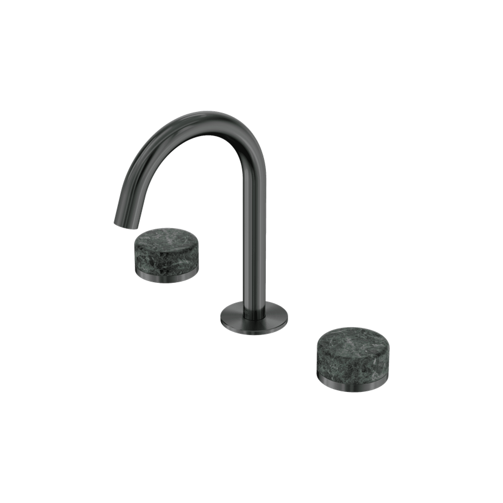 Serenity Basin Set Arc Spout With Verde Alpi Handle Gun Metal