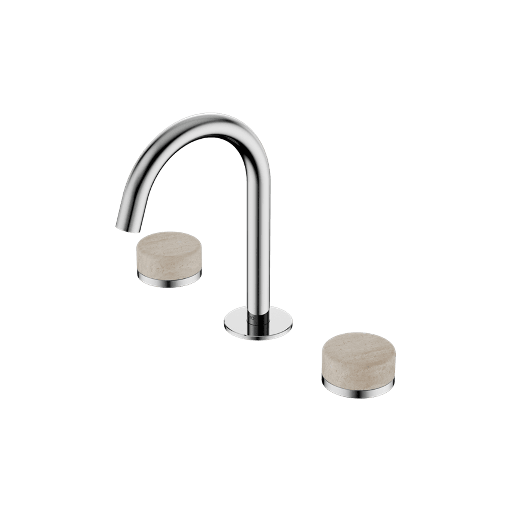Serenity Basin Set Arc Spout With Rome Travertine Handle Chrome