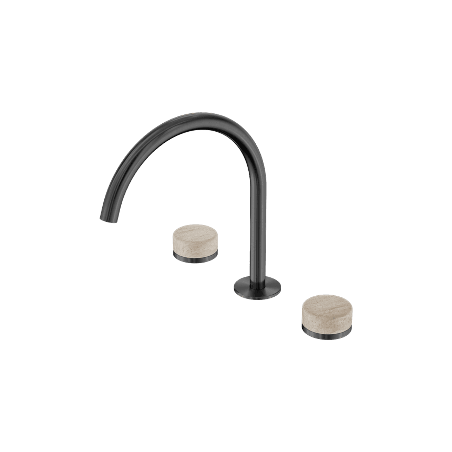 Serenity Bath/Kitchen Set Arc Spout With Rome Travertine Handle Gun Metal
