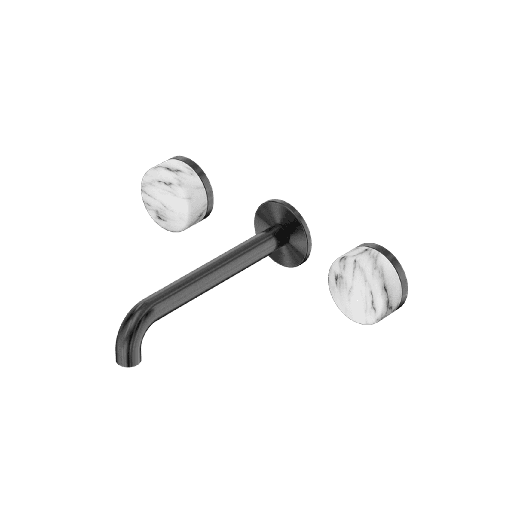 Serenity Wall Basin Set 160mm Spout With Arabescato Corchia Handle Gun Metal