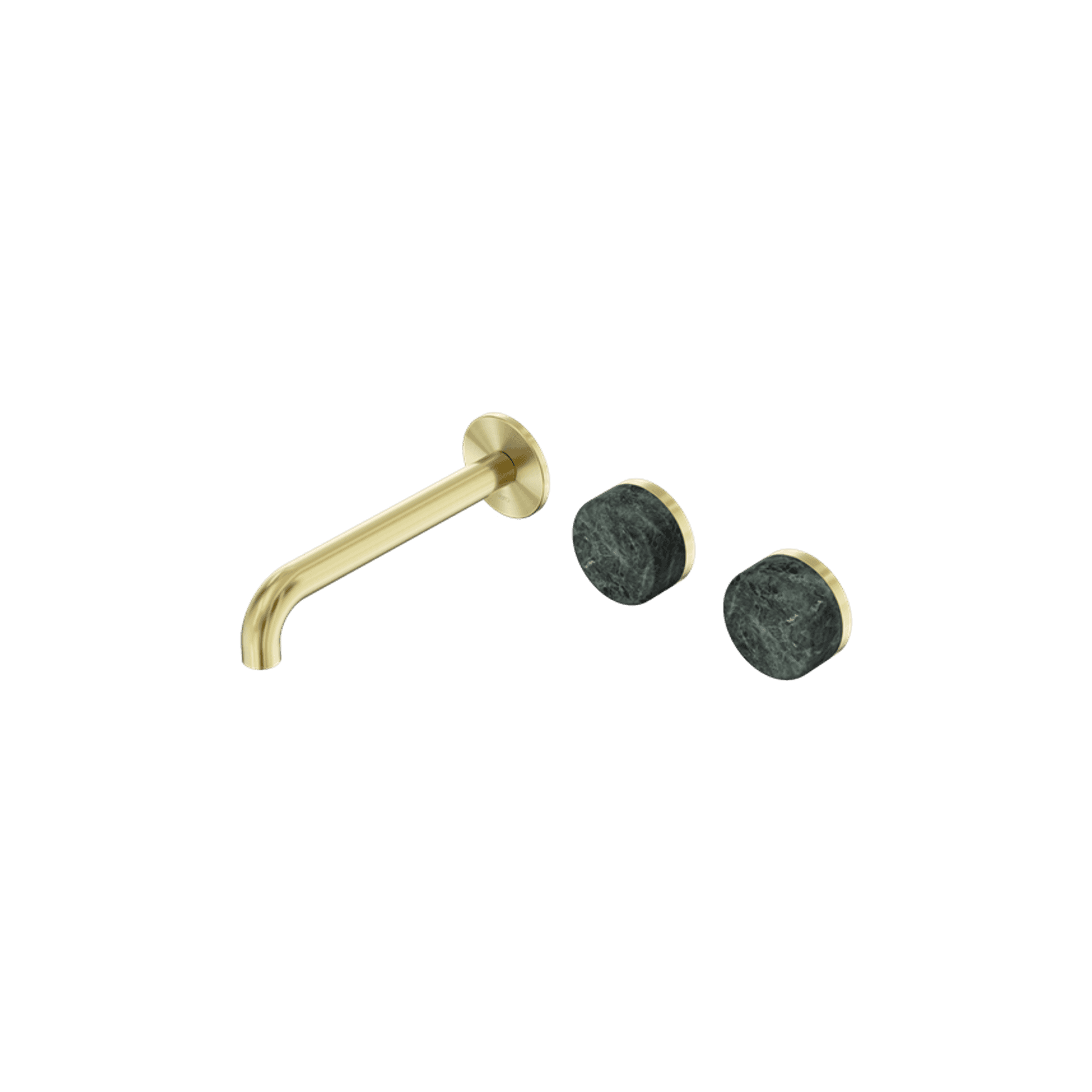 Serenity Wall Basin Set 220mm Offset Spout With Verde Alpi Handle Brushed Gold