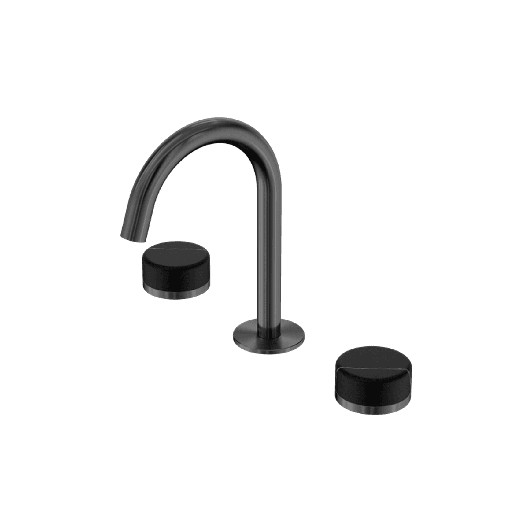 Serenity Basin Set Arc Spout With Marquina Black Handle Gun Metal