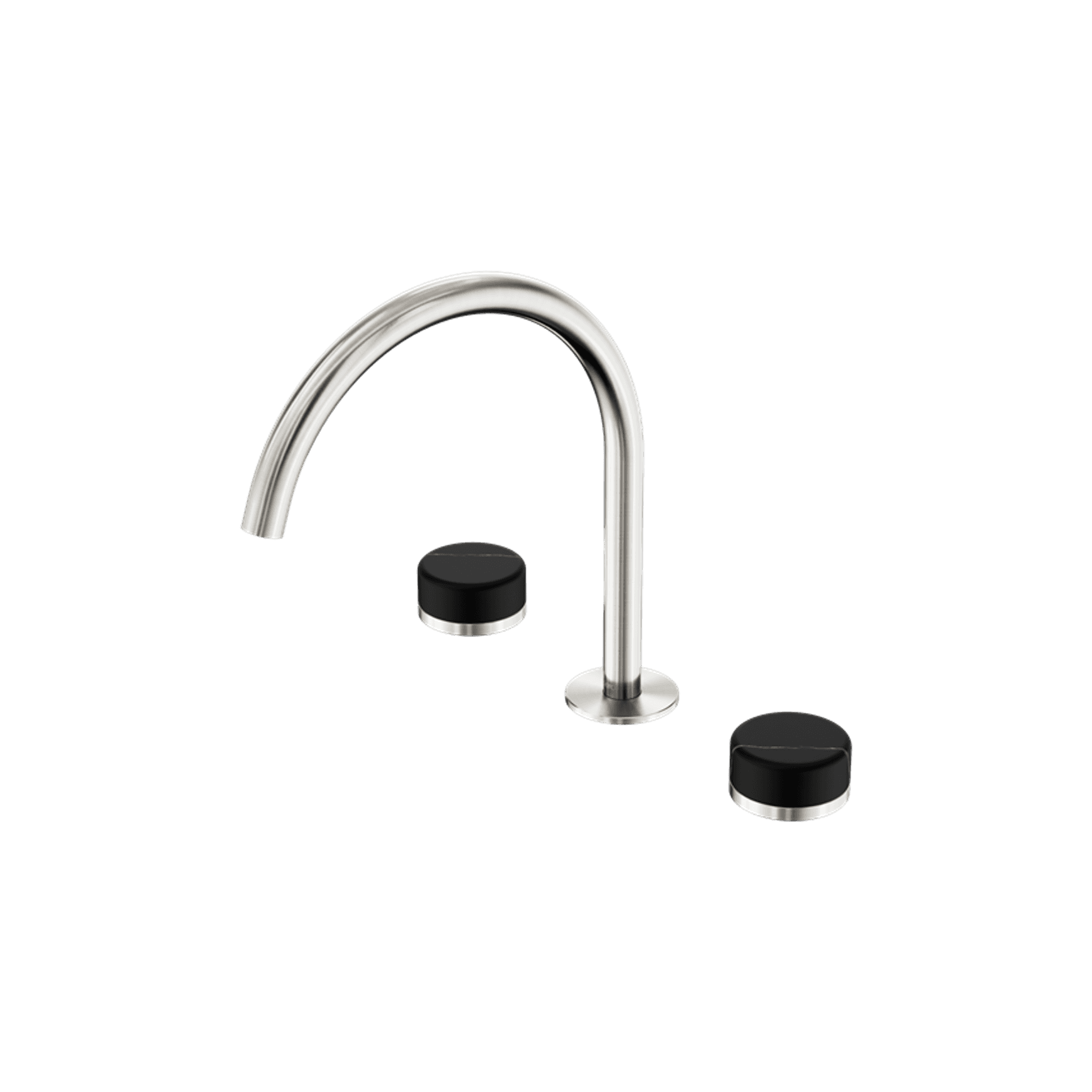 Serenity Bath/Kitchen Set Arc Spout With Marquina Black Handle Brushed Nickel