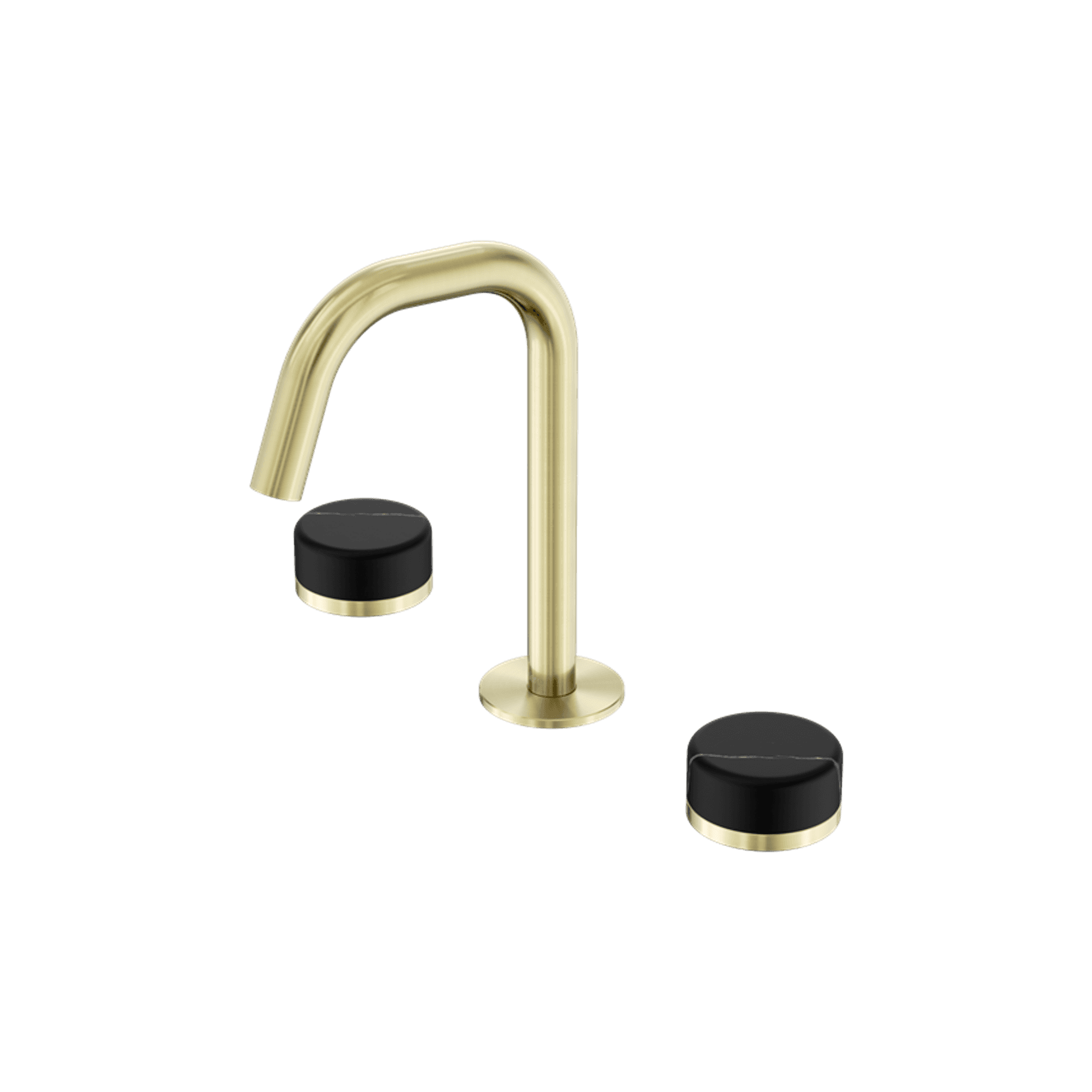 Serenity Basin Set Edge Spout With Marquina Black Handle Brushed Gold