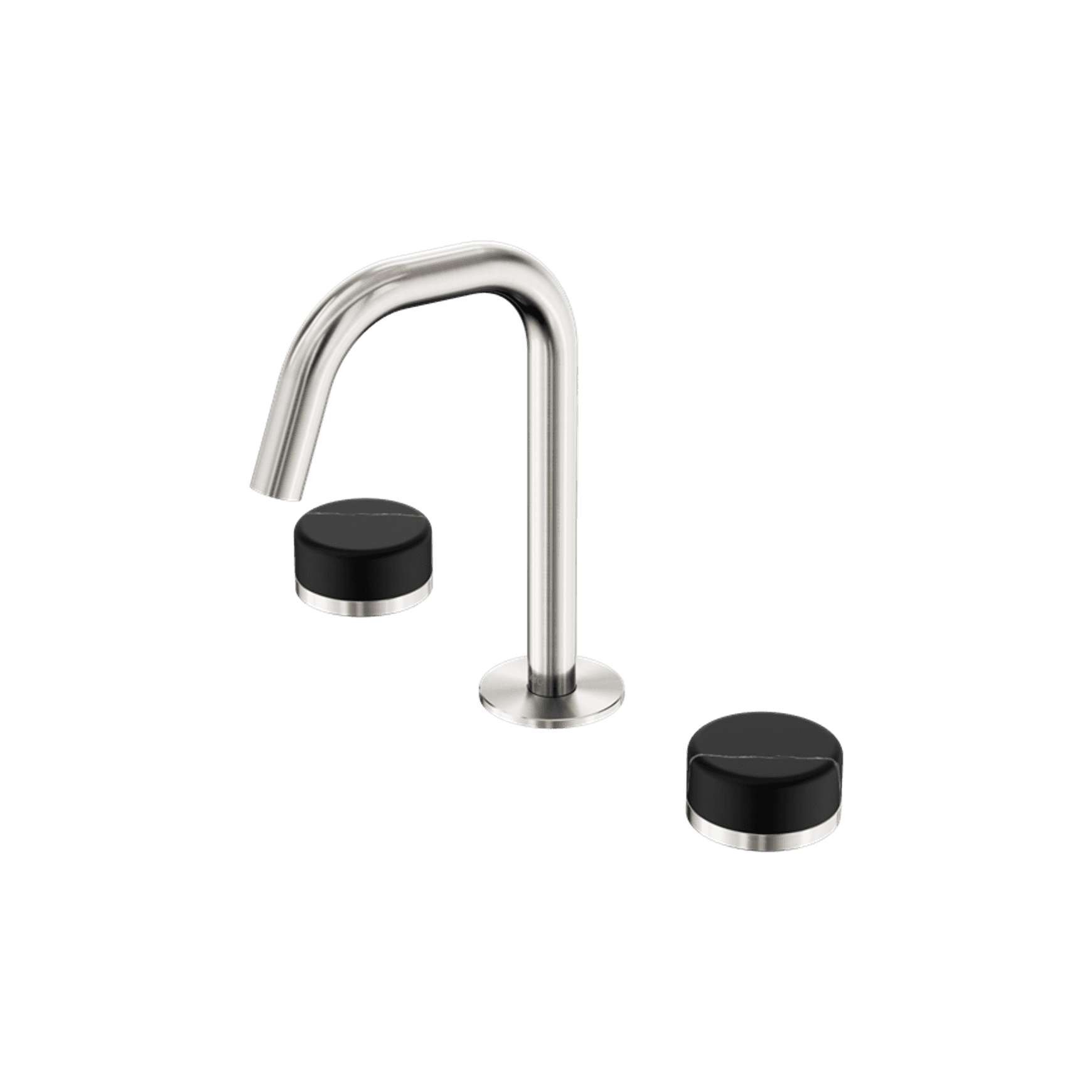 Serenity Basin Set Edge Spout With Marquina Black Handle Brushed Nickel