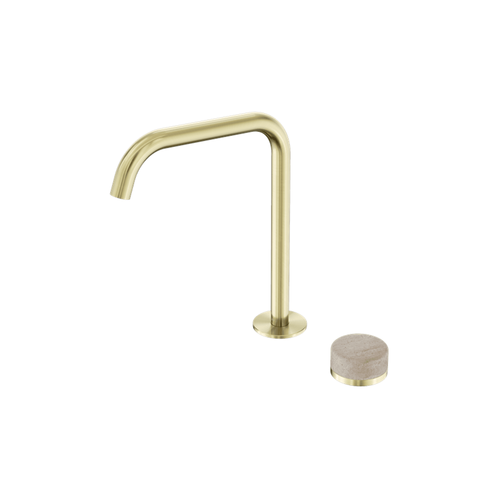 Serenity Bath/Kitchen Mixer Edge Spout Rome Travertine Handle Brushed Gold