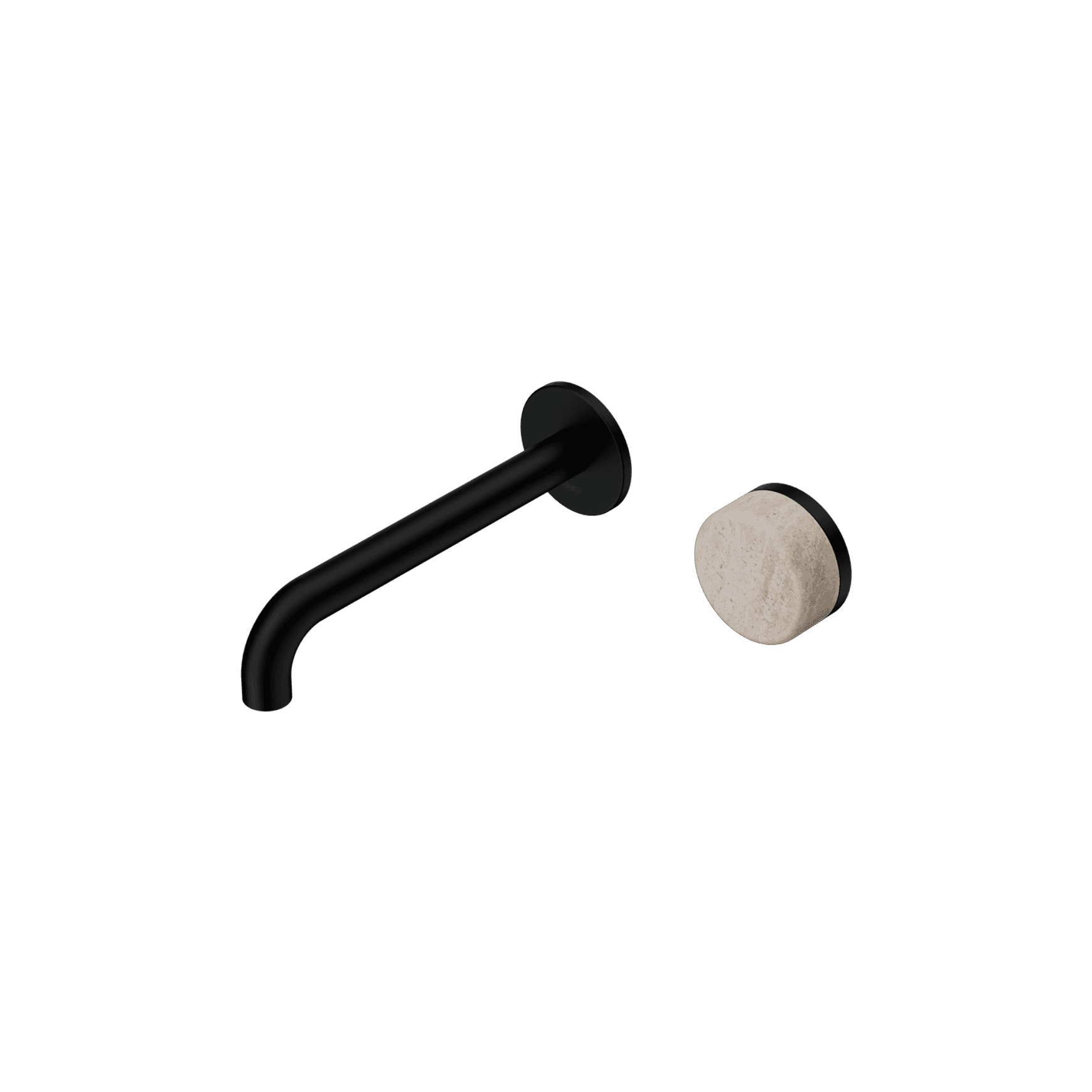 Serenity Wall Basin Mixer 220mm Spout Rome Travertine Handle Matte Black