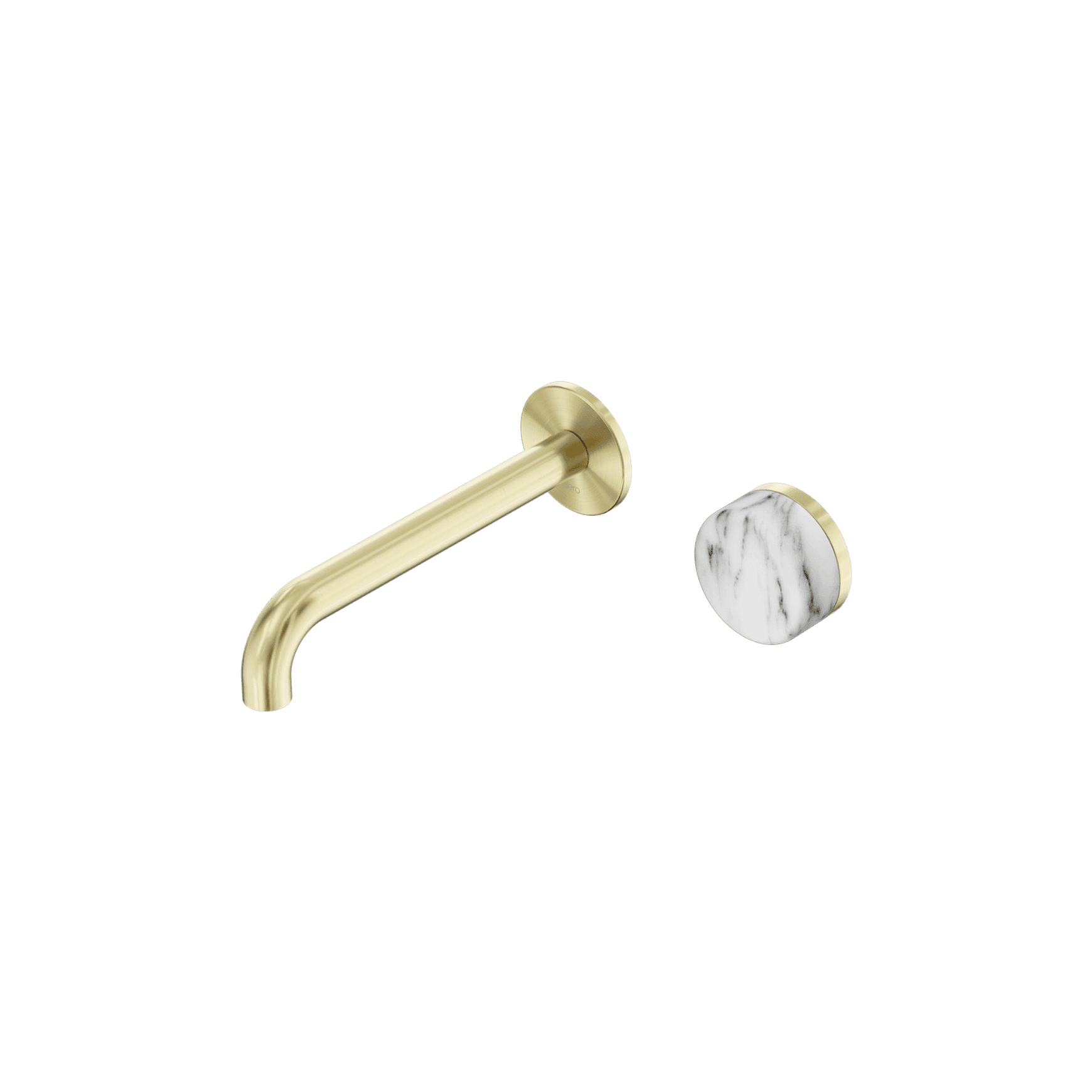 Serenity Wall Basin Mixer 160mm Spout Arabescato Corchia Handle Brushed Gold