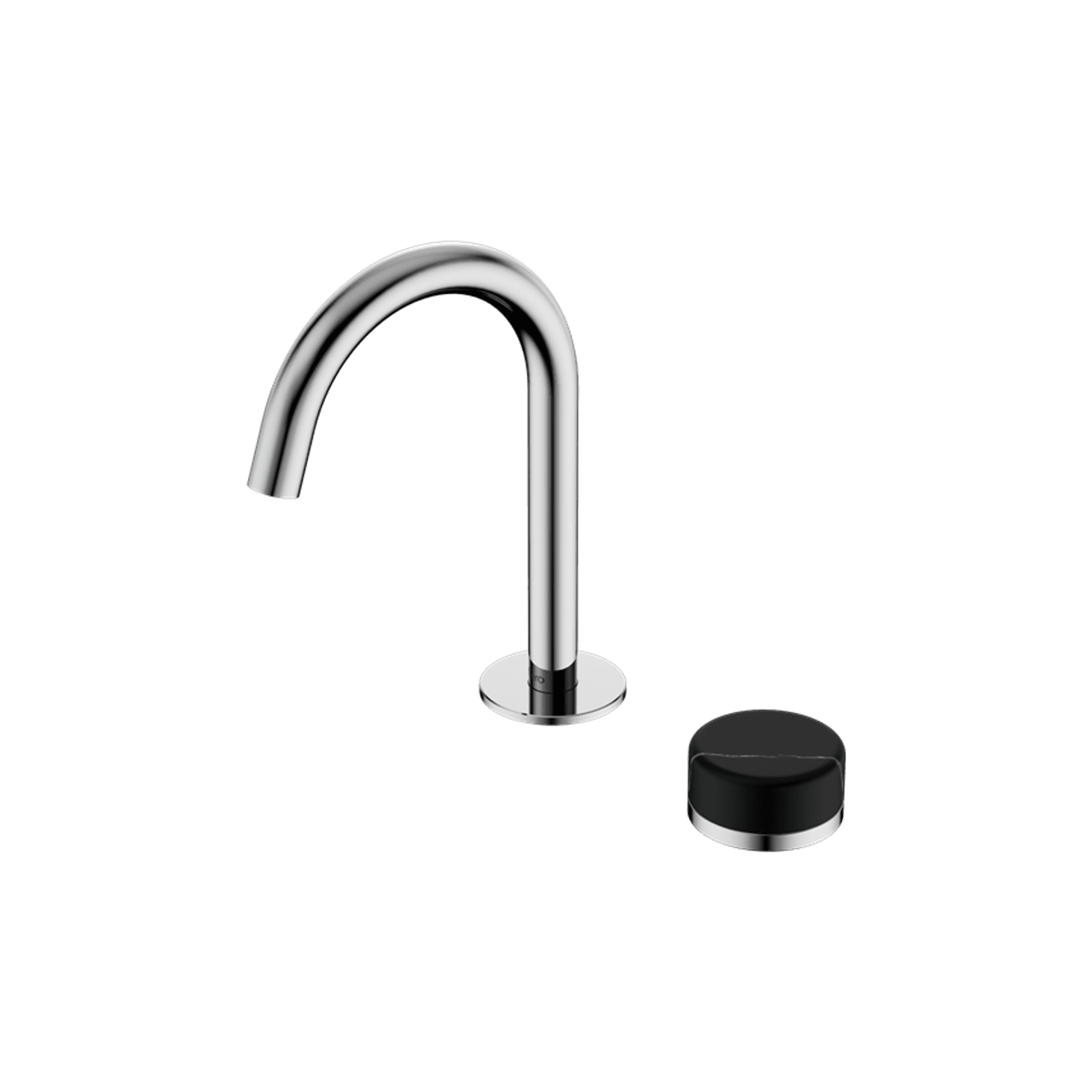 Serenity Basin Mixer Arc Spout Marquina Black Handle Chrome
