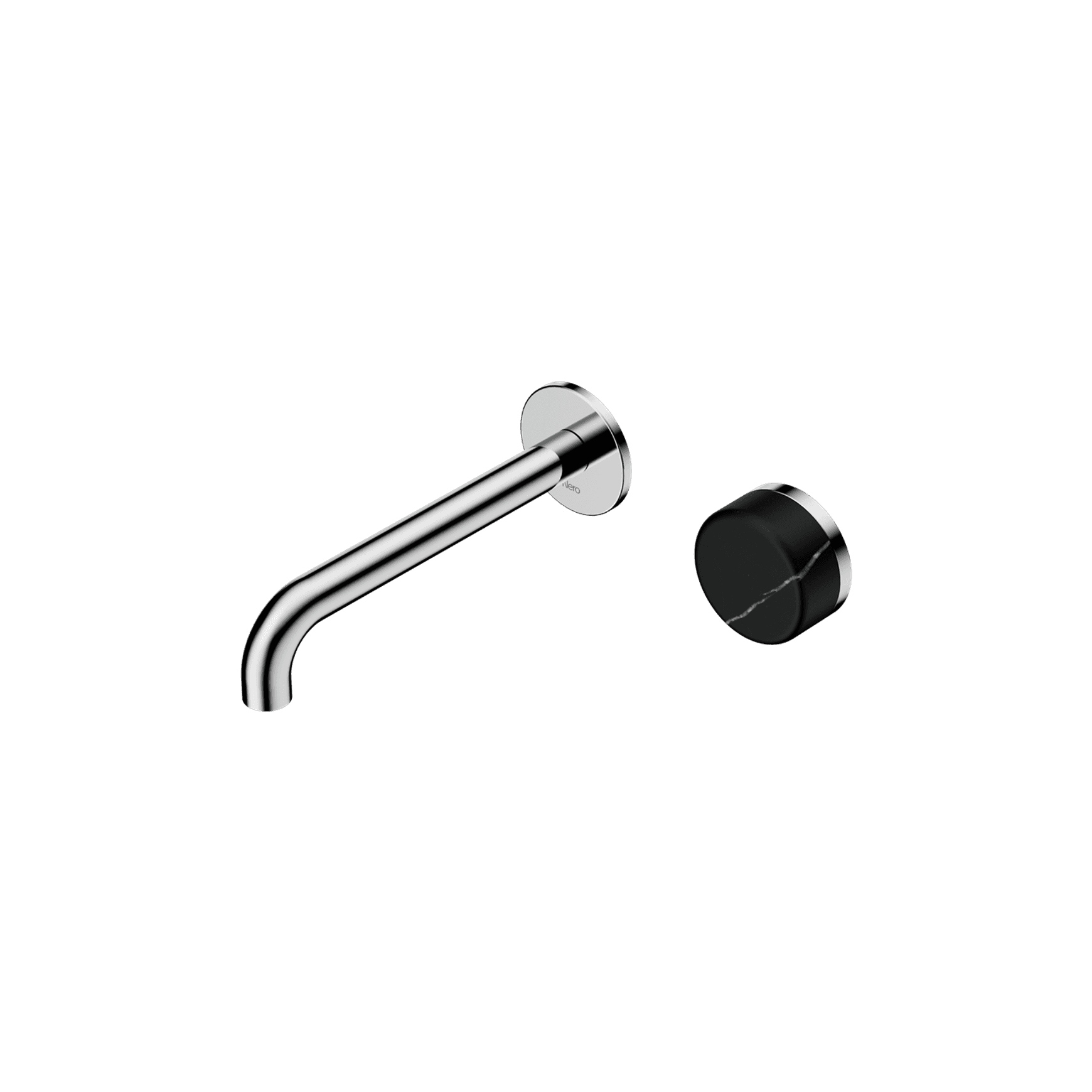 Serenity Wall Basin Mixer 220mm Spout Marquina Black Handle Chrome