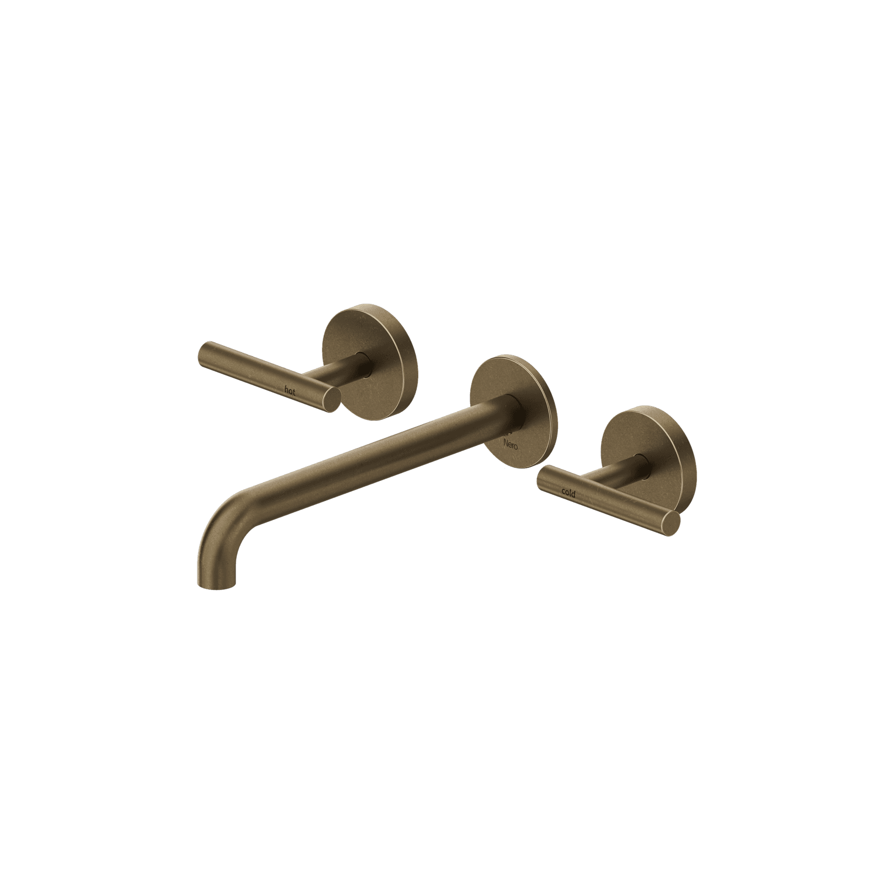 Mecca Lever Wall Basin/Bath Set 220mm Spout Tumbled Antique Brass