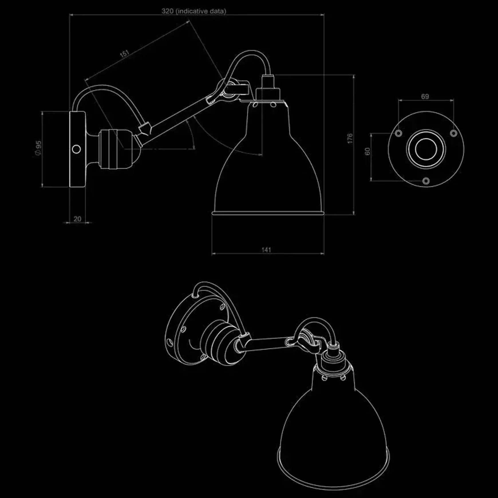 Lampe Gras N°304 Wall Light