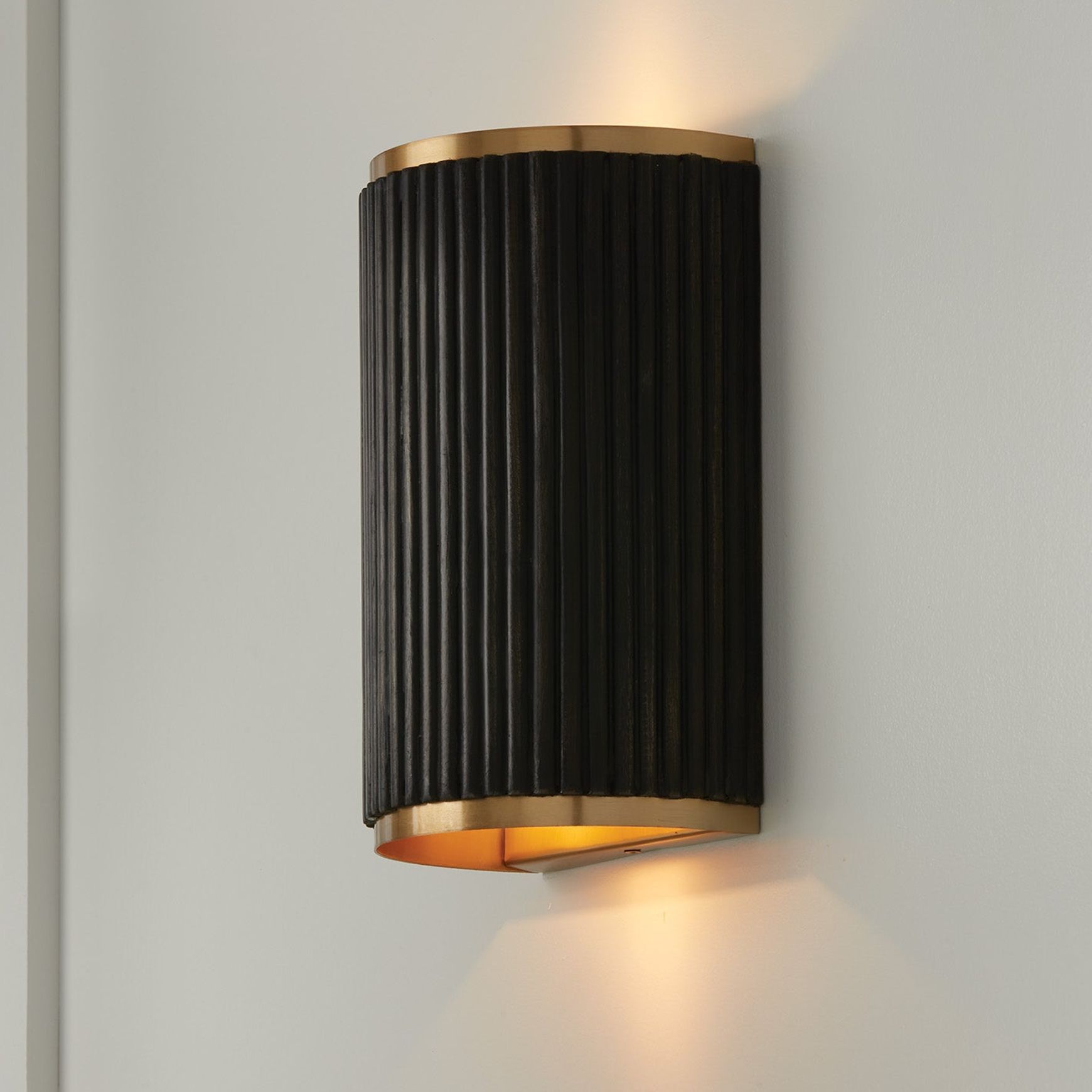 Cody 2 Light Wall Sconce In Black Stain & Matte Brass
