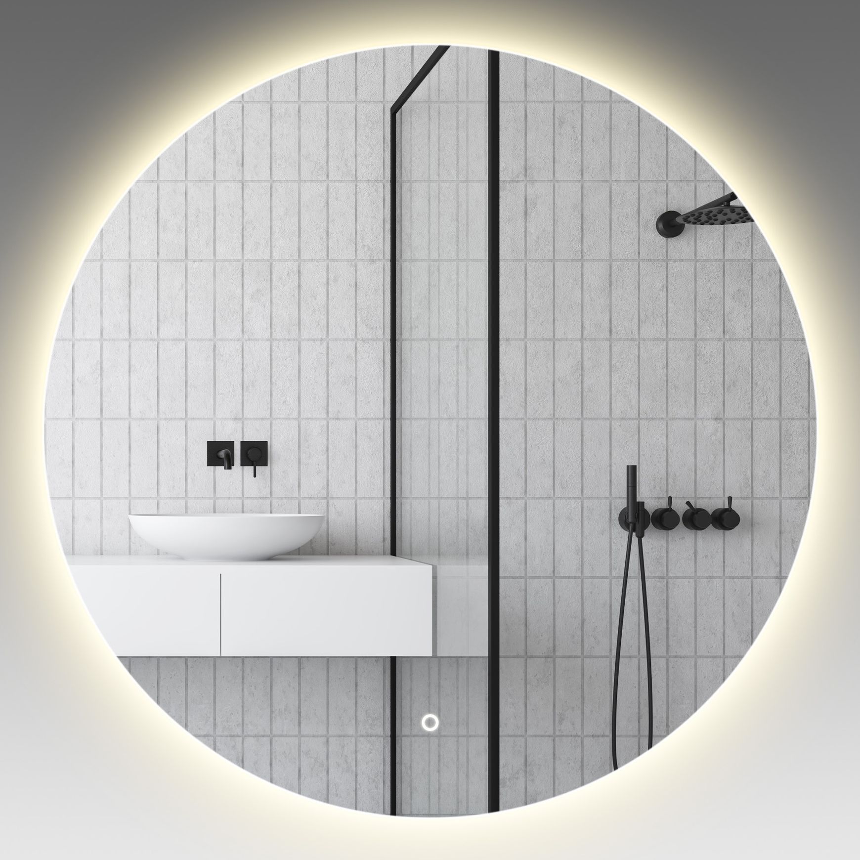 LED Back Light Polished Edge Round Mirror