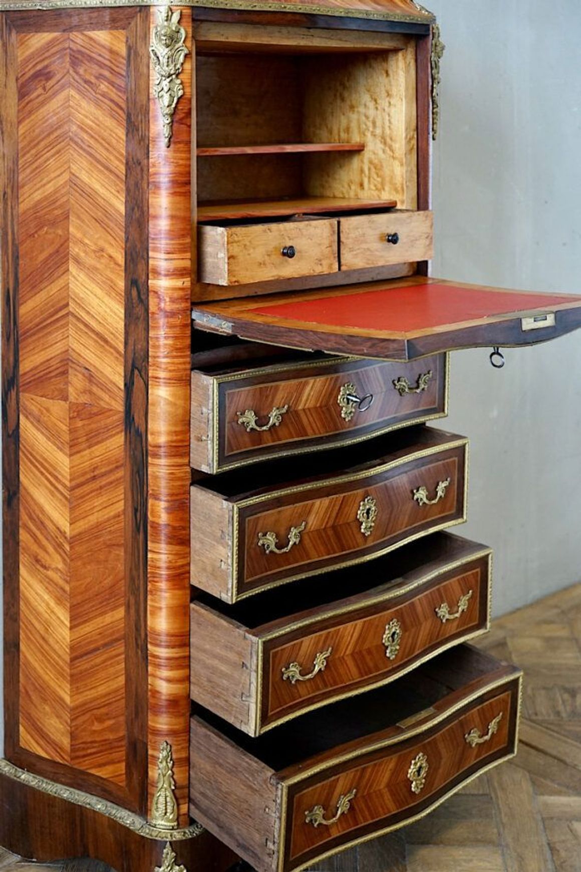 French Regence Marquetry Secretaire