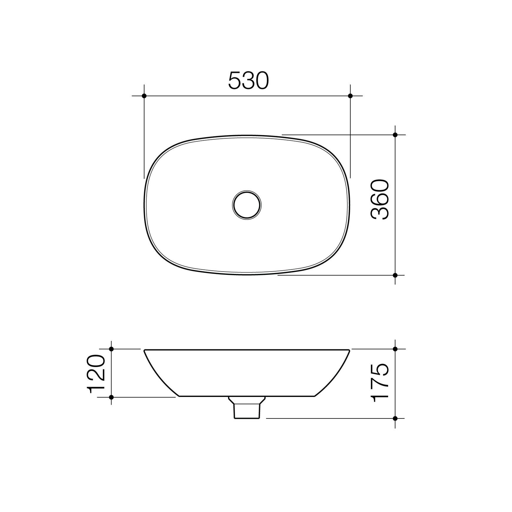 Contura II 530mm Above Counter Basin