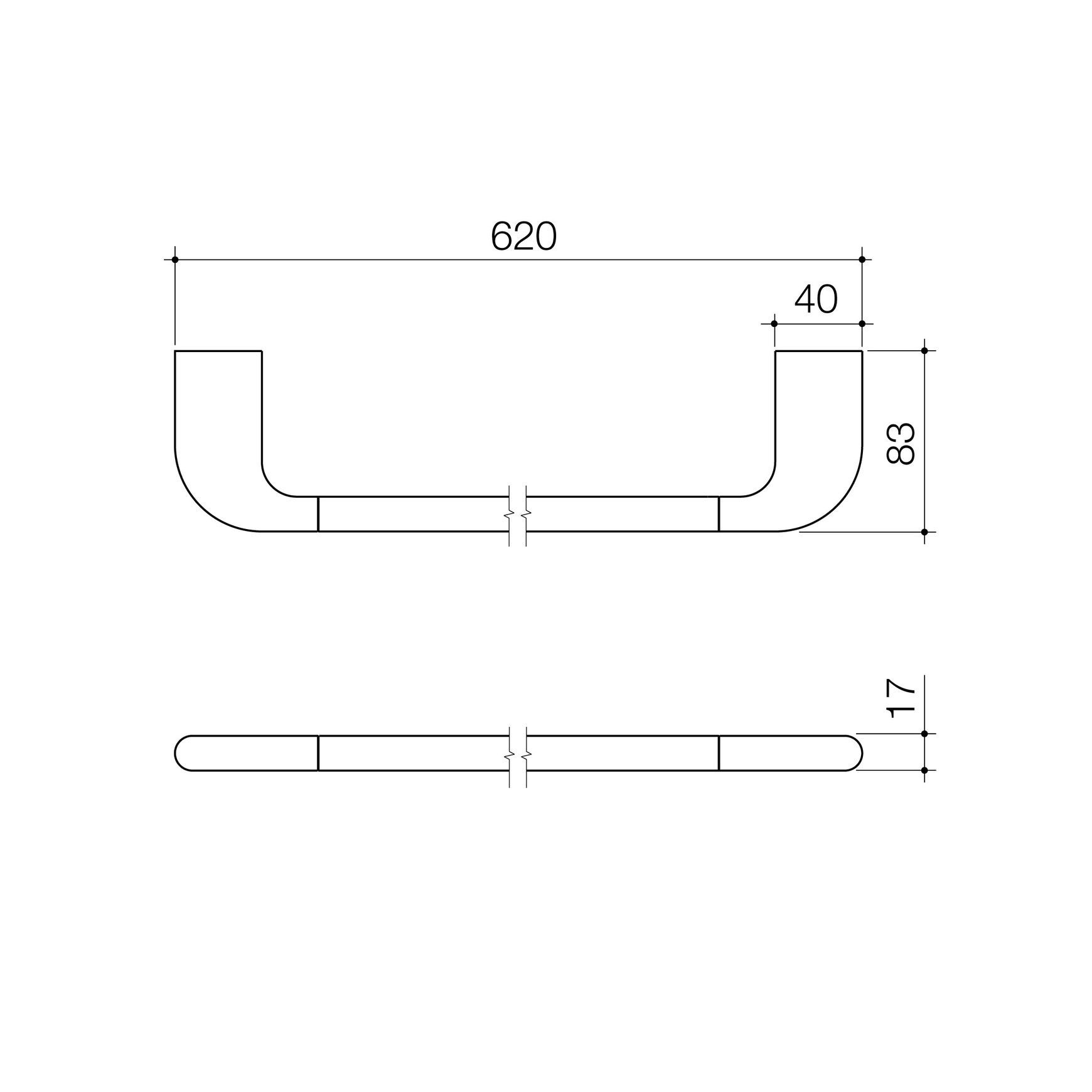 Contura II 620mm Single Towel Rail
