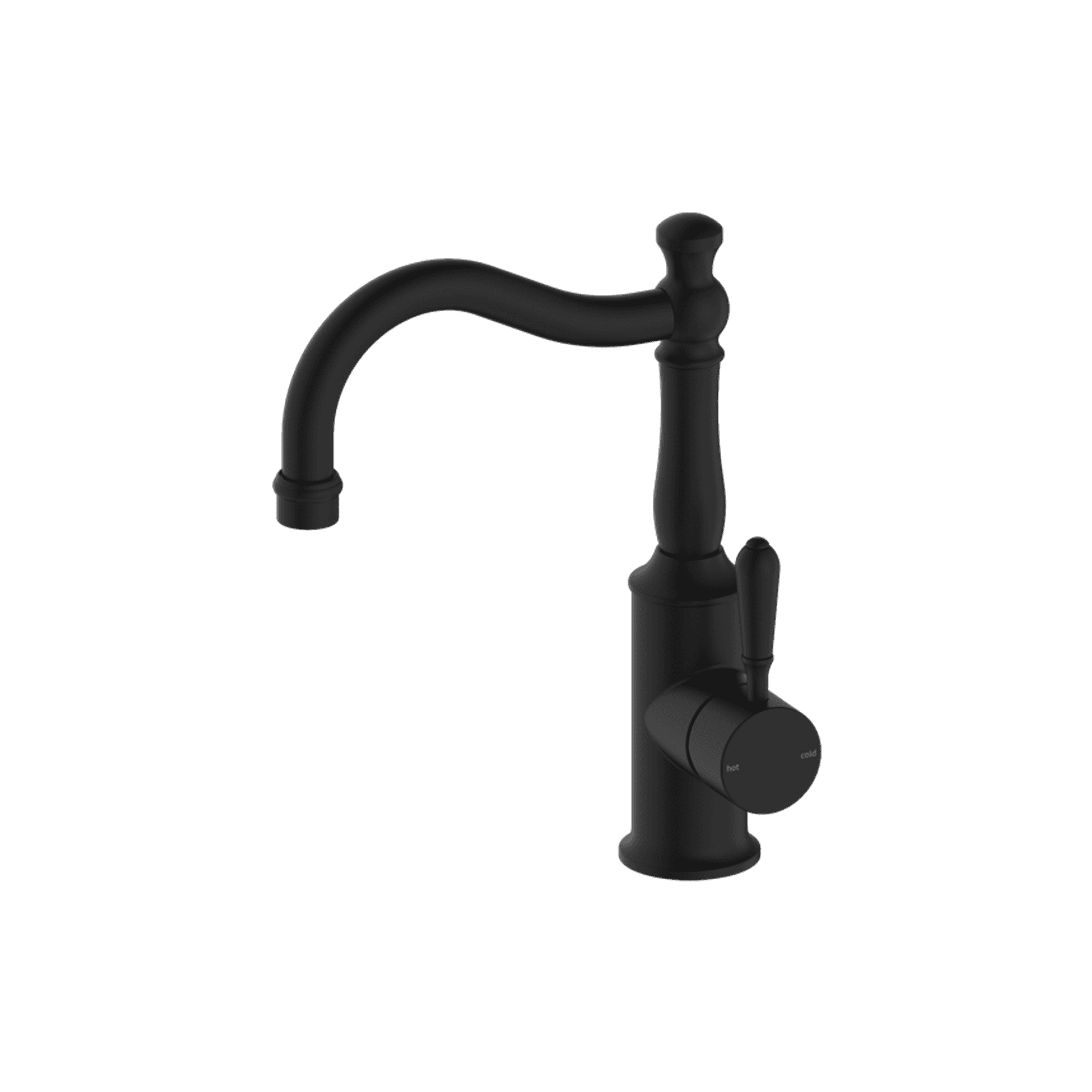 York Basin Mixer Hook Spout With Metal Lever Matte Black