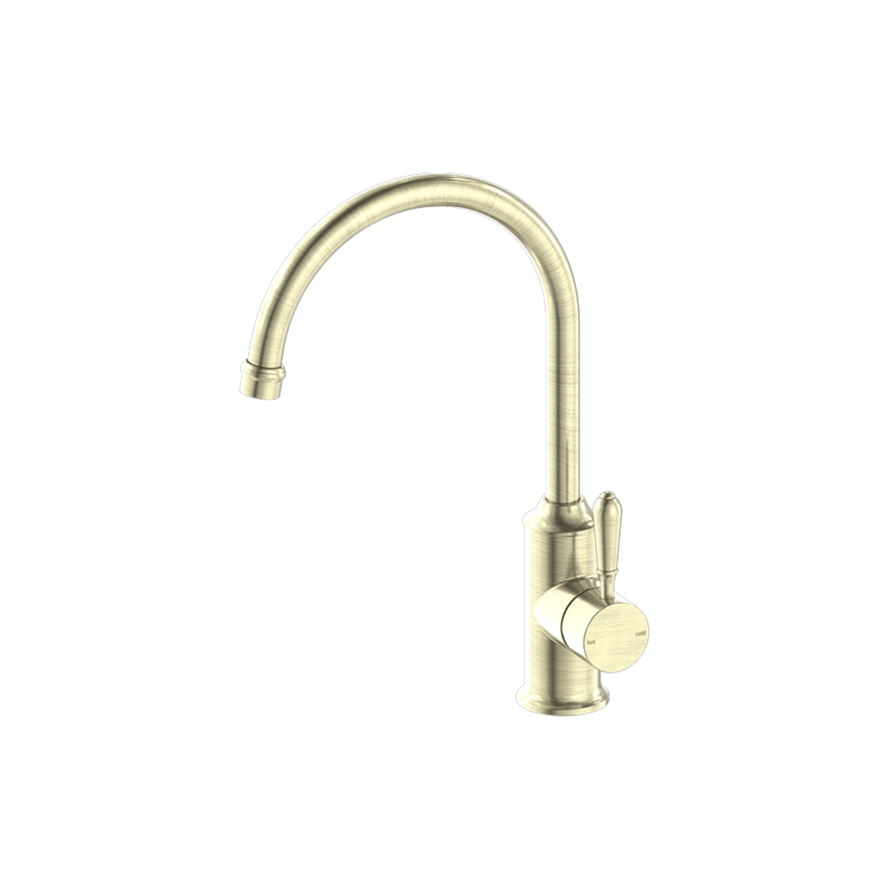 York Kitchen Mixer Gooseneck Spout With Metal Lever Aged Brass