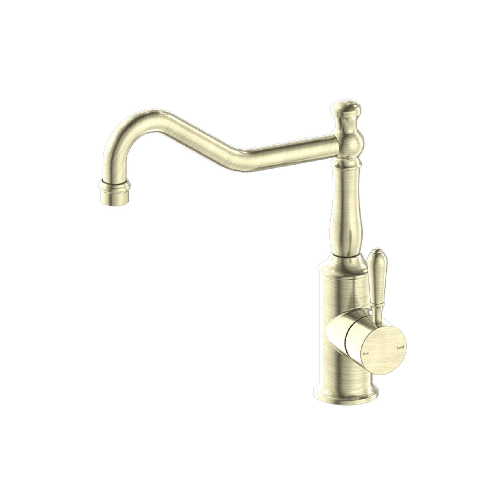 York Kitchen Mixer Hook Spout With Metal Lever Aged Brass