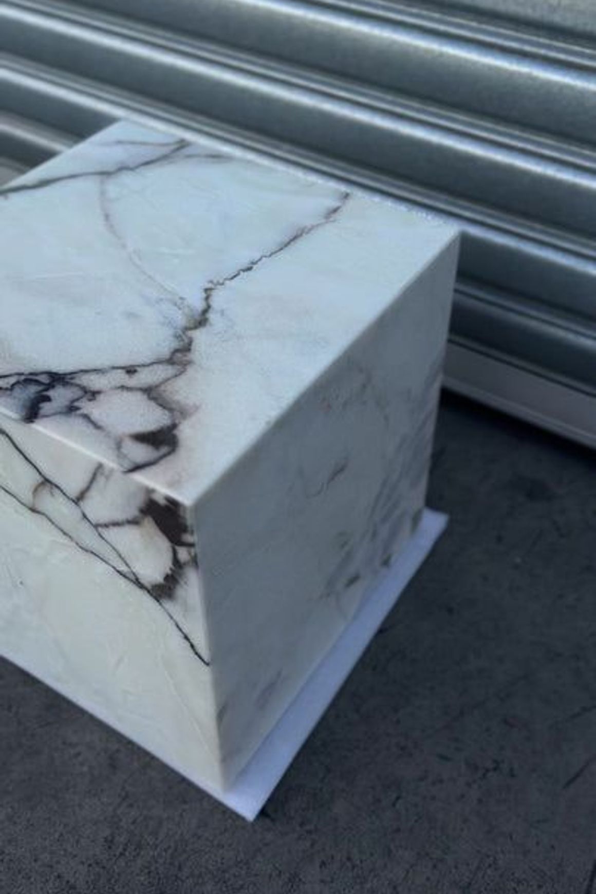 Cube Side Table - White Latte Marble | Natural Stone Co