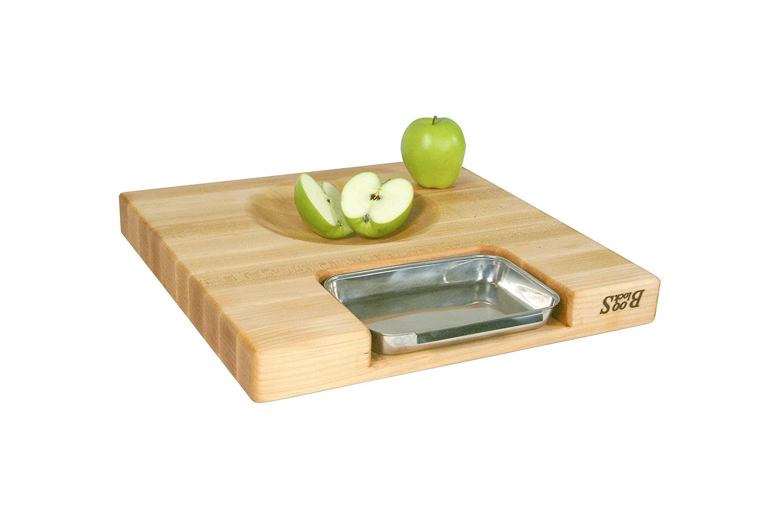 Boos Block Newton Prep Master Maple Wood Reversible Cutting Board with Juice Groove & Pan - 45cm x 45cm x 6cm