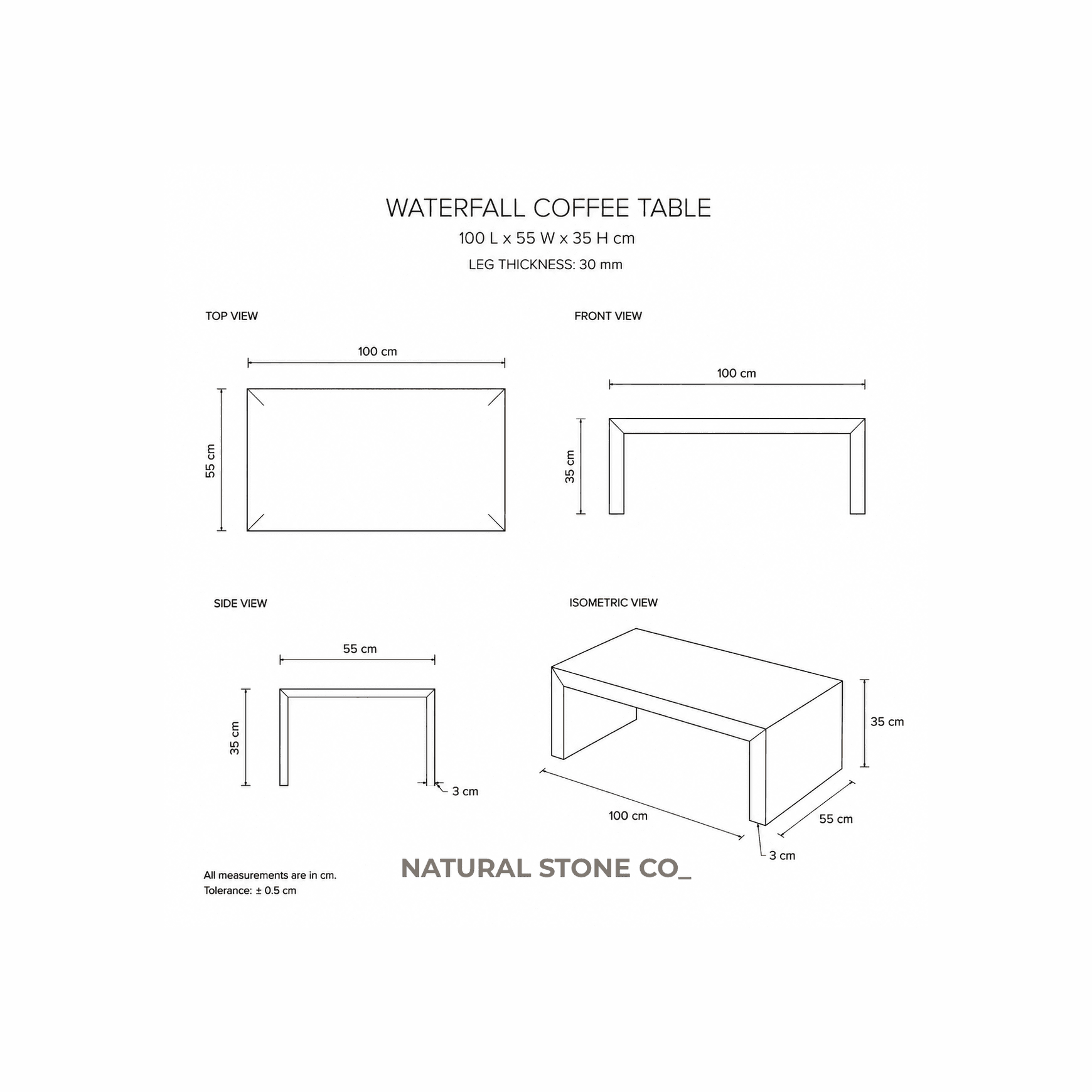 Block Coffee Table - Silver Travertine