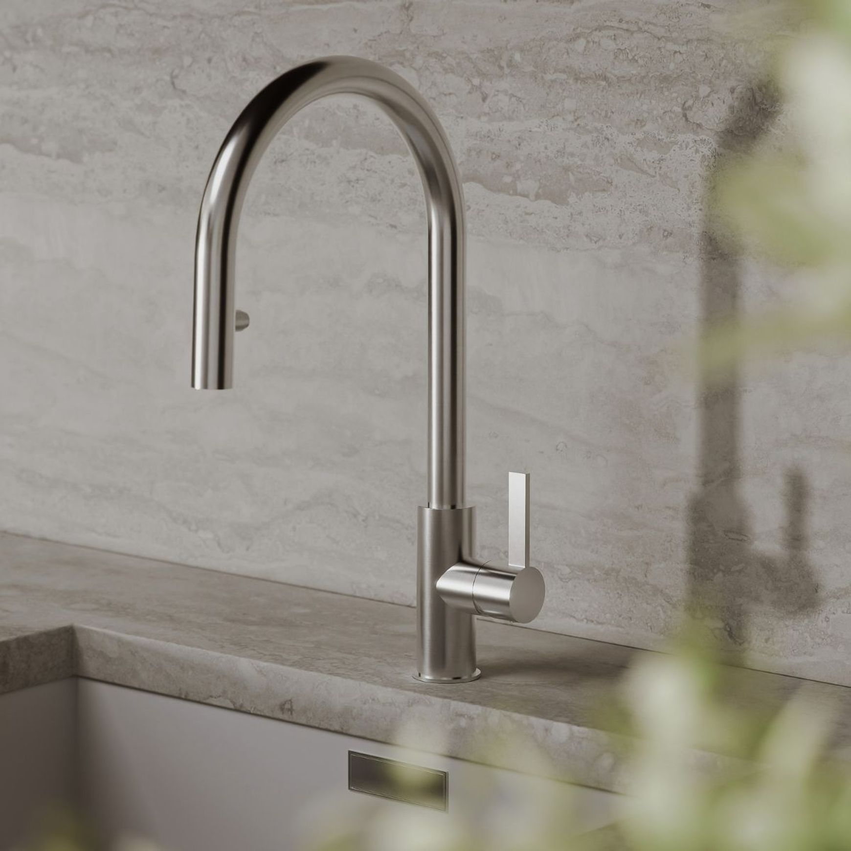 Arc Kitchen Mixer Round Spout With Pull Out Spray