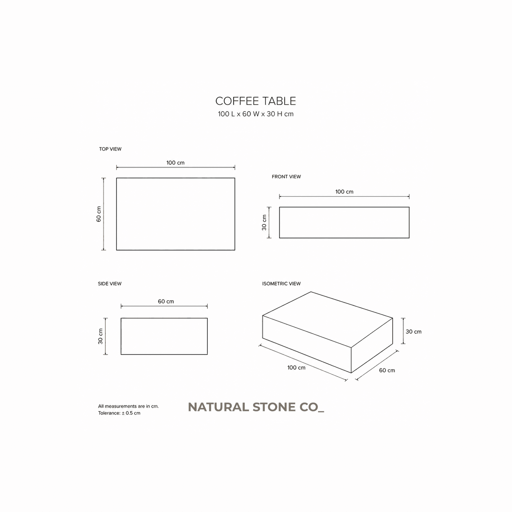 Block Coffee Table - Twill Green Marble