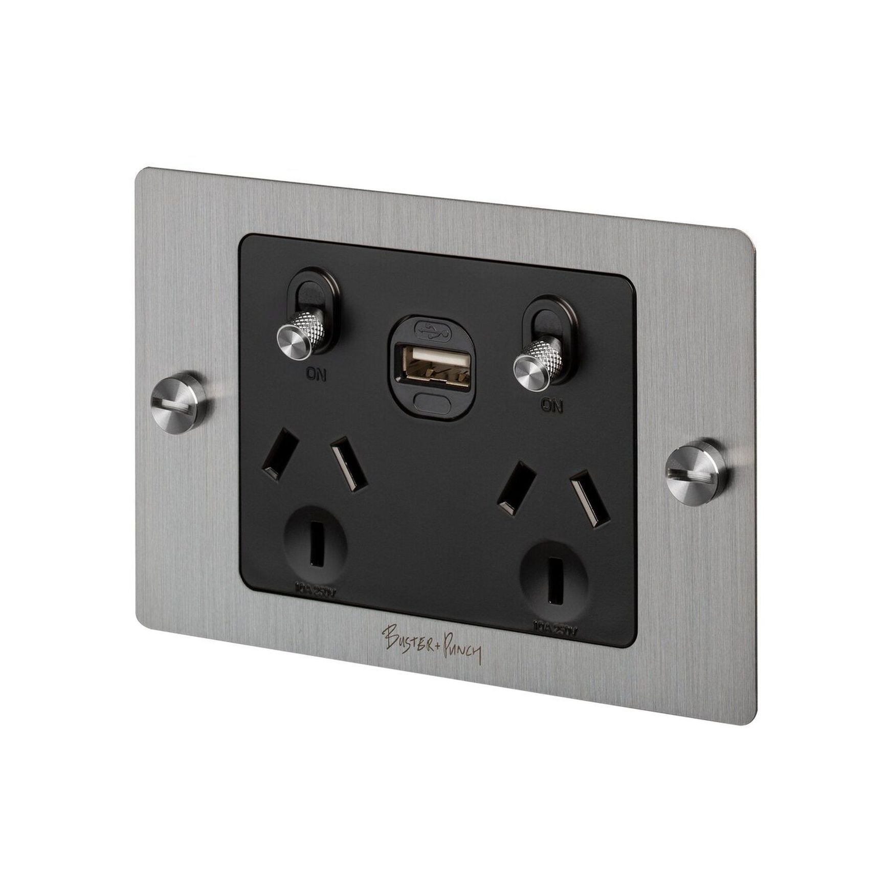2 Gang GPO Socket Switch + Single USB A