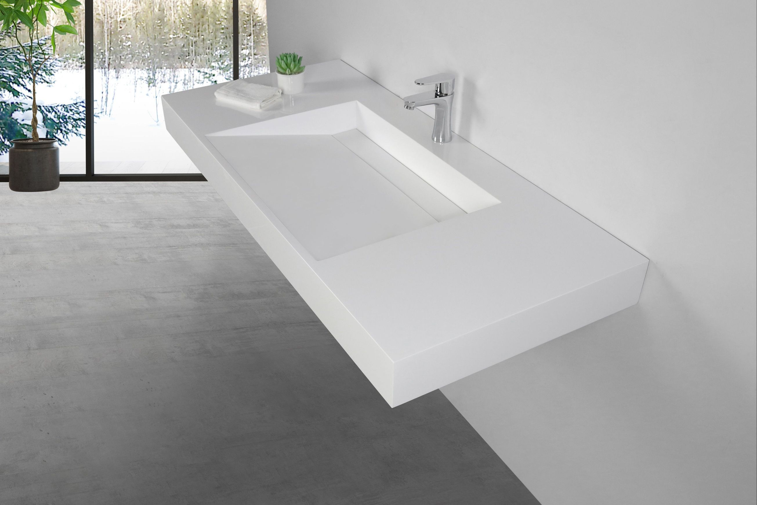 Ramp basin 1219mm Wall Hung Solid Surface B5048