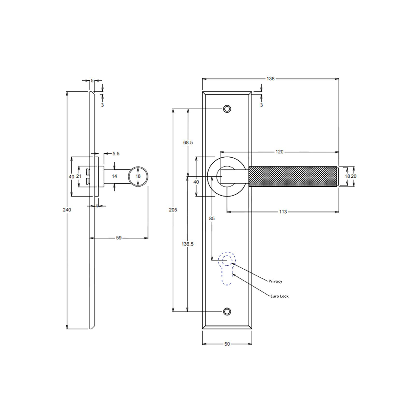 Iver Brunswick Door Lever on Chamfered Backplate