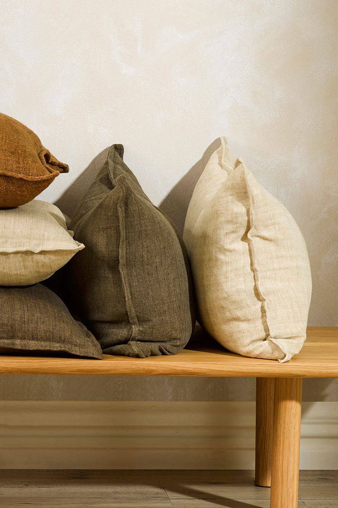 Baya Arcadia Handwoven Linen Cushion - Putty