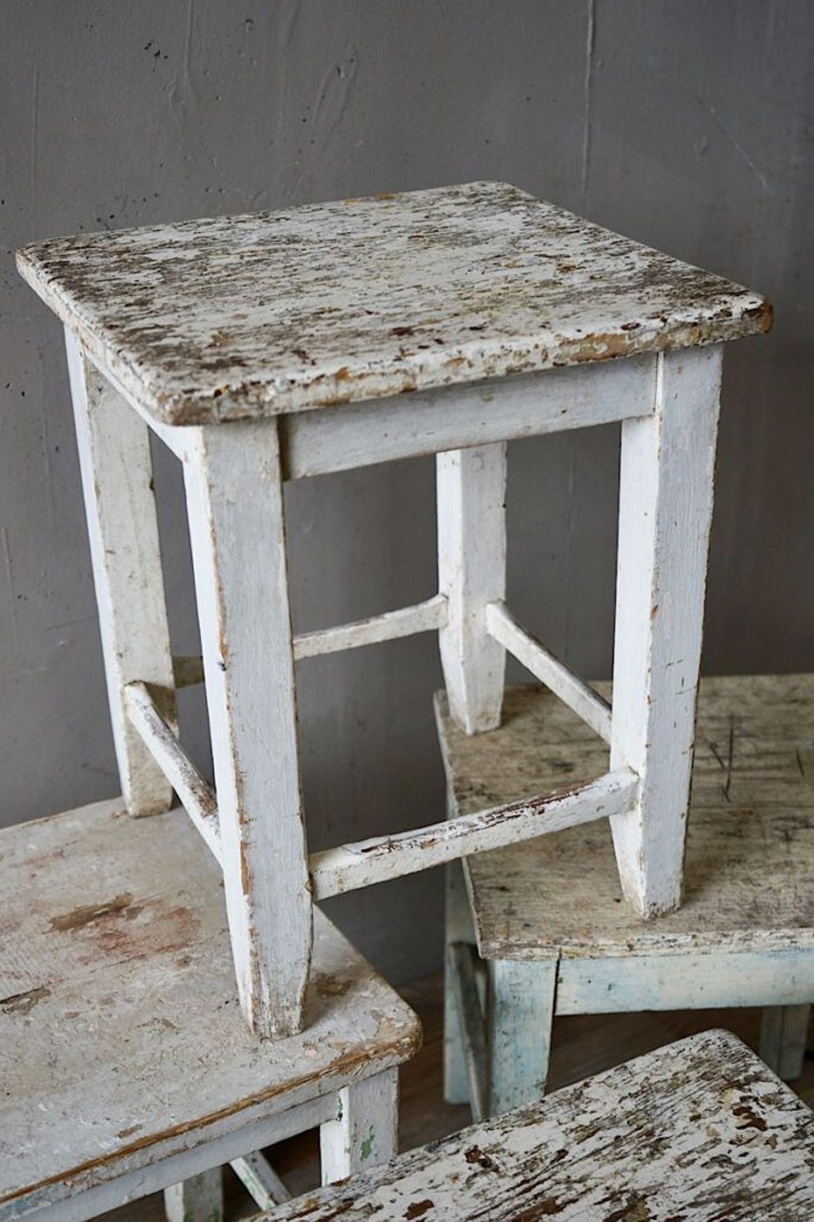 French Rustic Painted Stools
