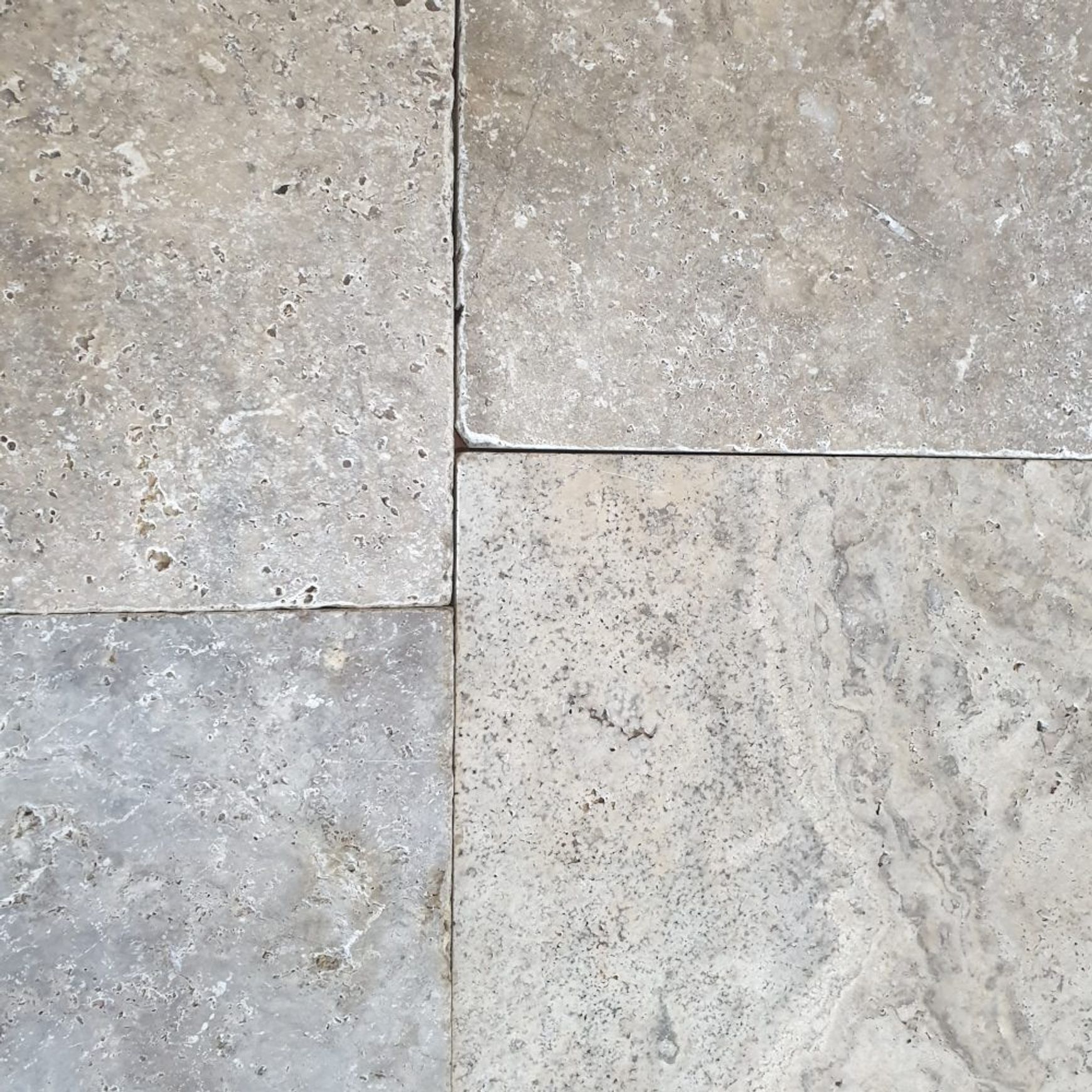 30mm Classic Silver Travertine French Pattern Pavers  - Tumbled & Unfilled  - Select Grade