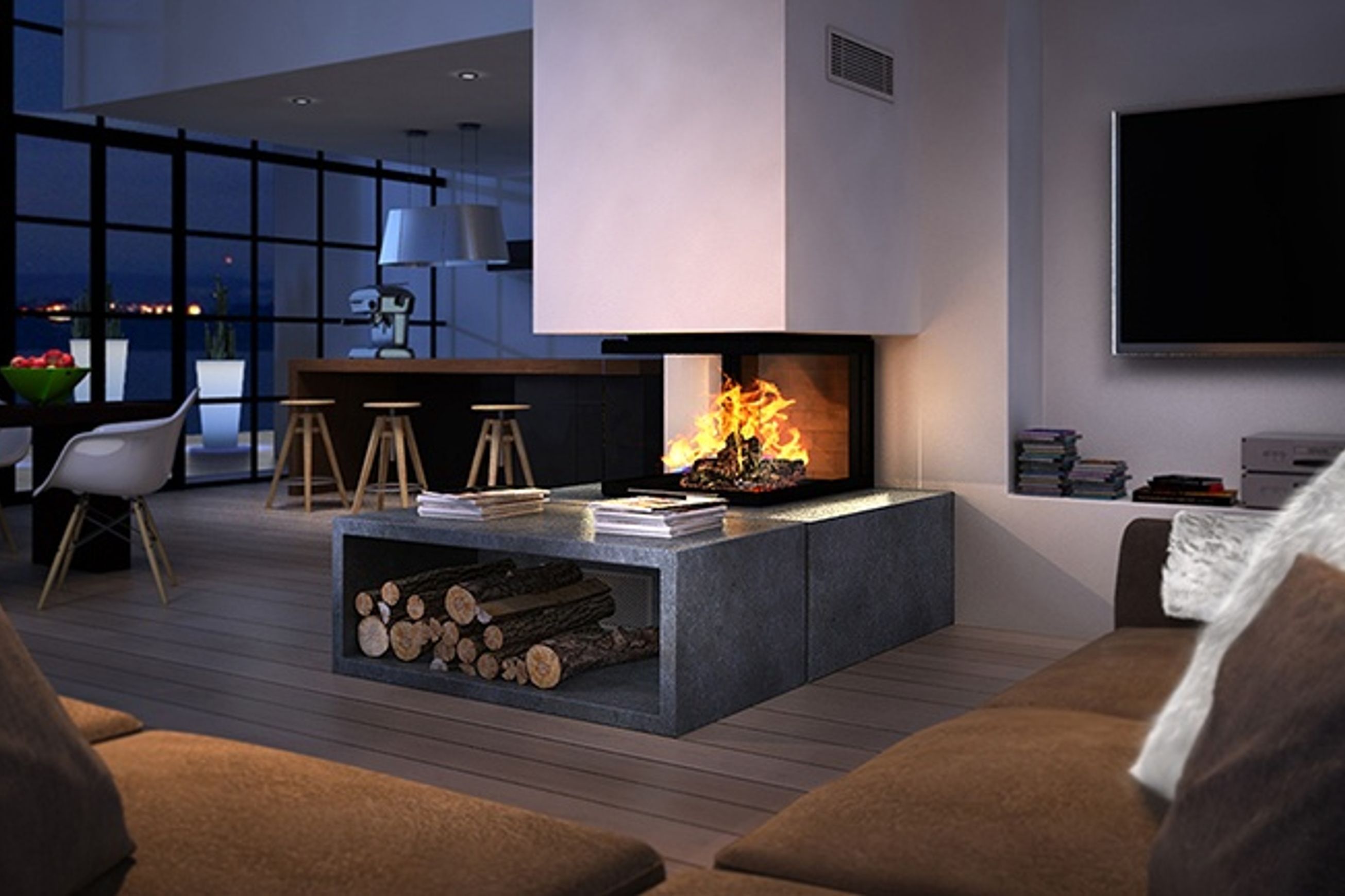 Cheminee Chazelles D1000EPI Designer Wood Fireplace