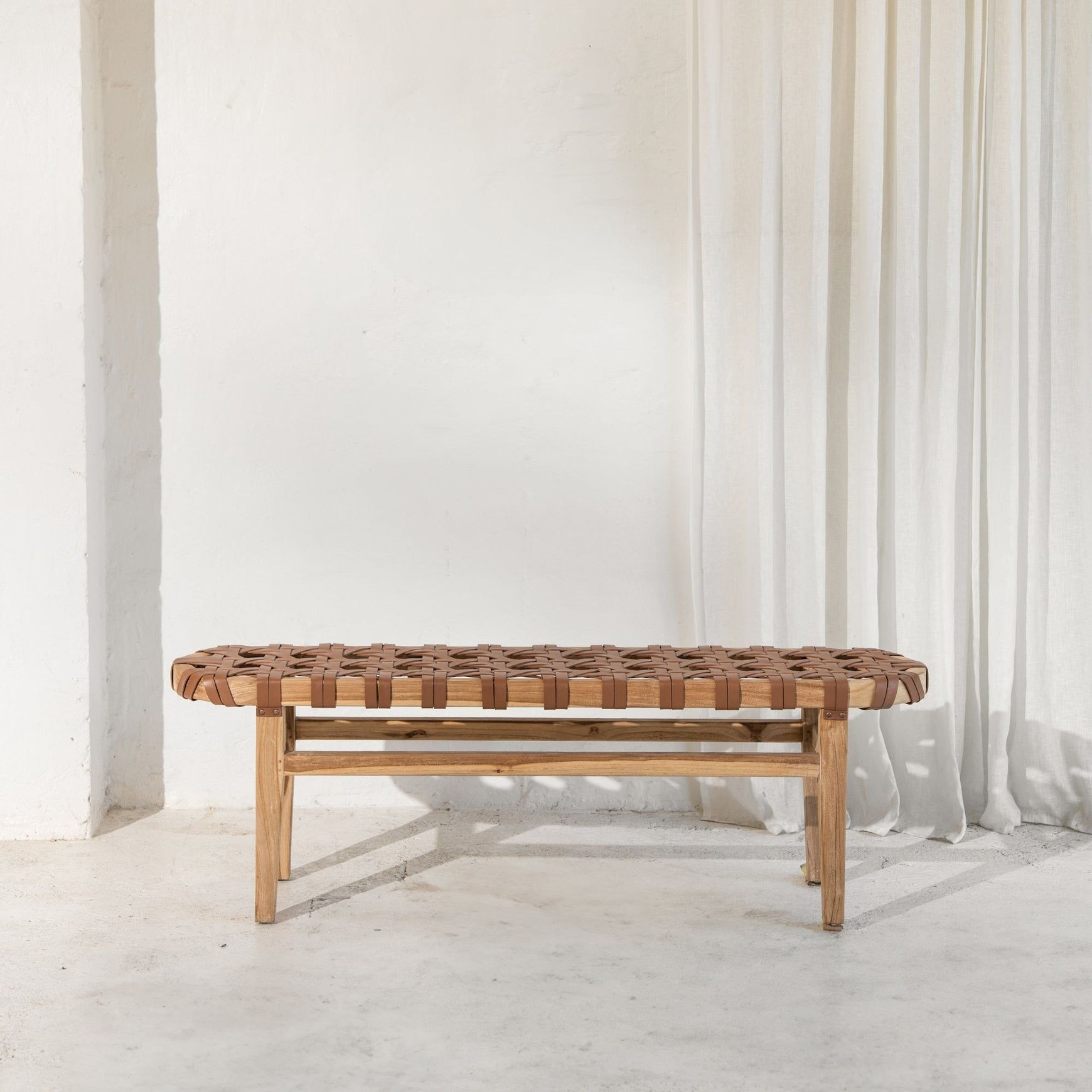 Ellery Woven Leather Bench Seat