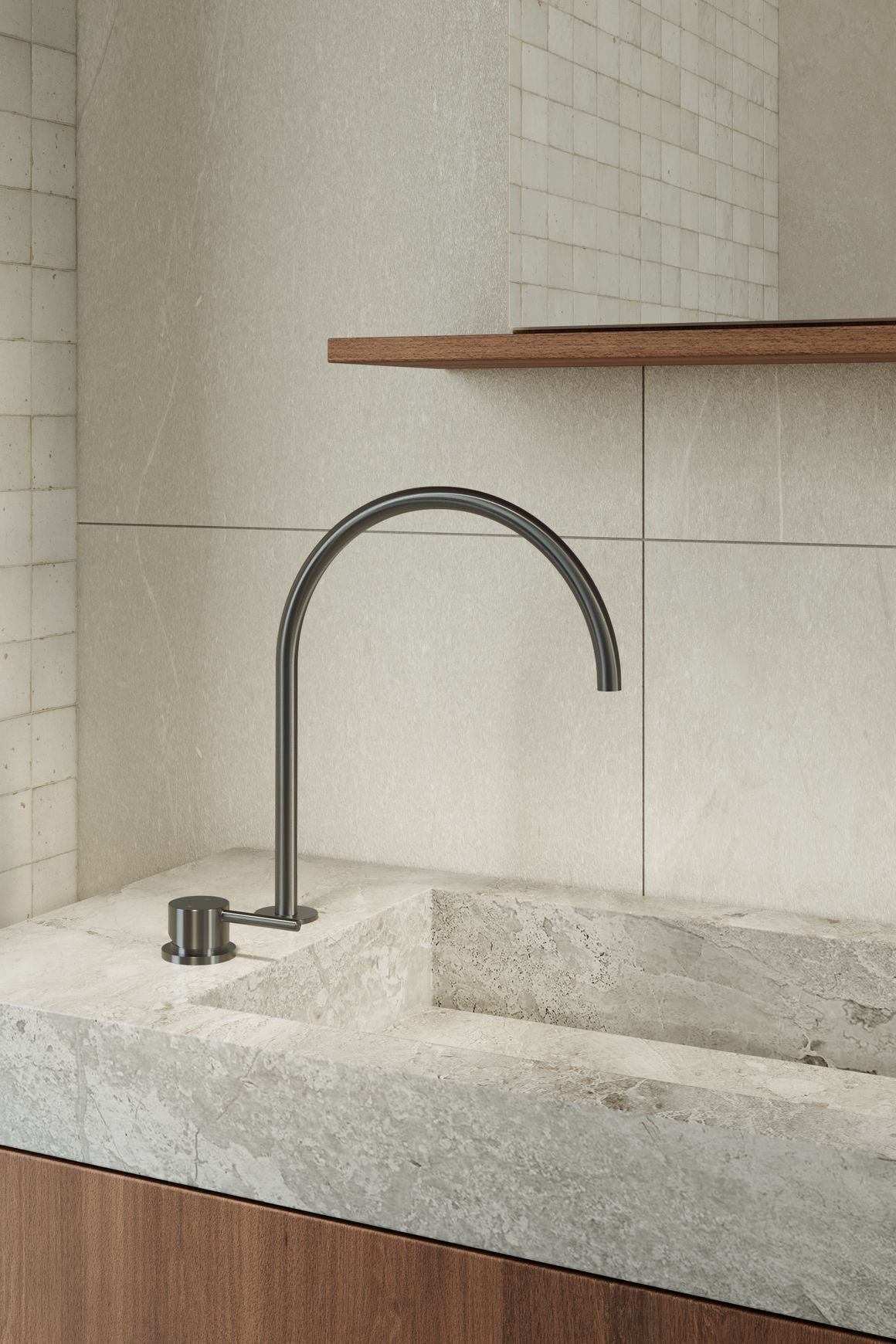 Elysian Bench Mounted Minimal Mixer - Brushed Gunmetal